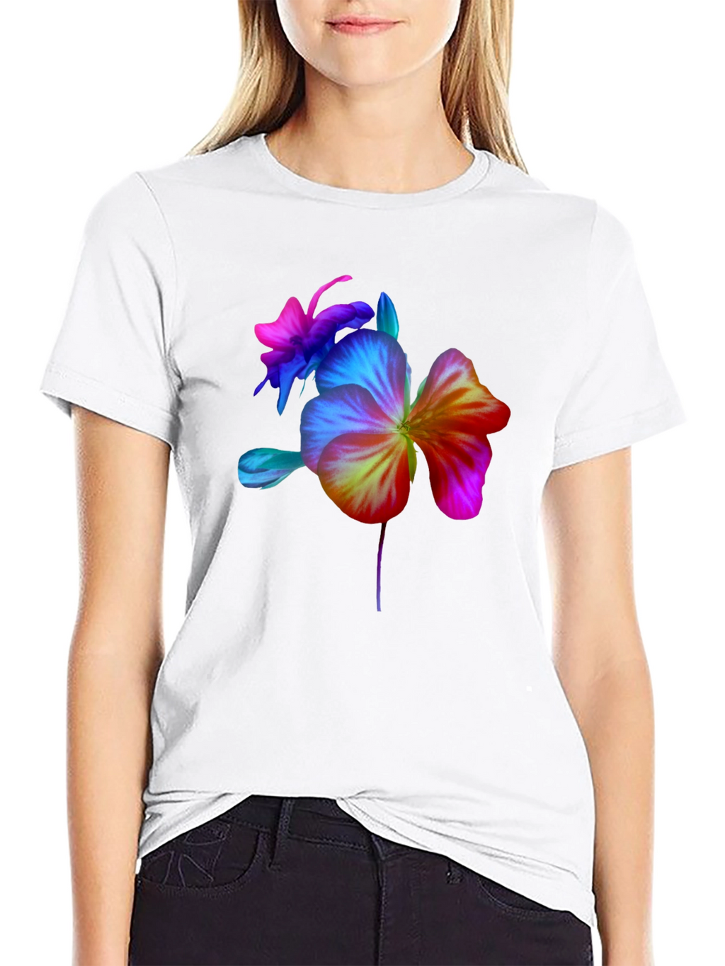 Floral Spectrum Graphic Tee - Bold Flower Design