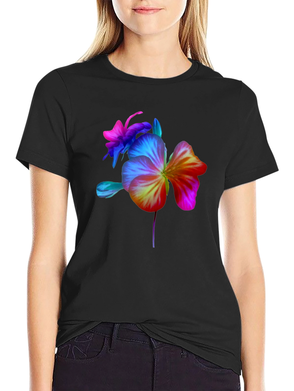 Floral Spectrum Graphic Tee - Bold Flower Design