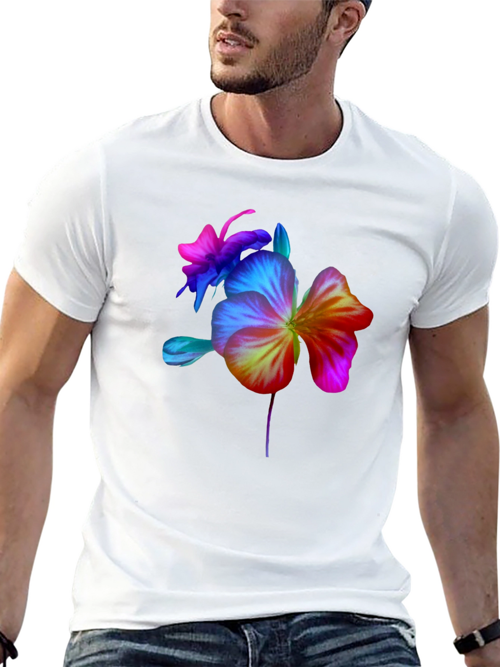 Floral Spectrum Graphic Tee - Bold Flower Design