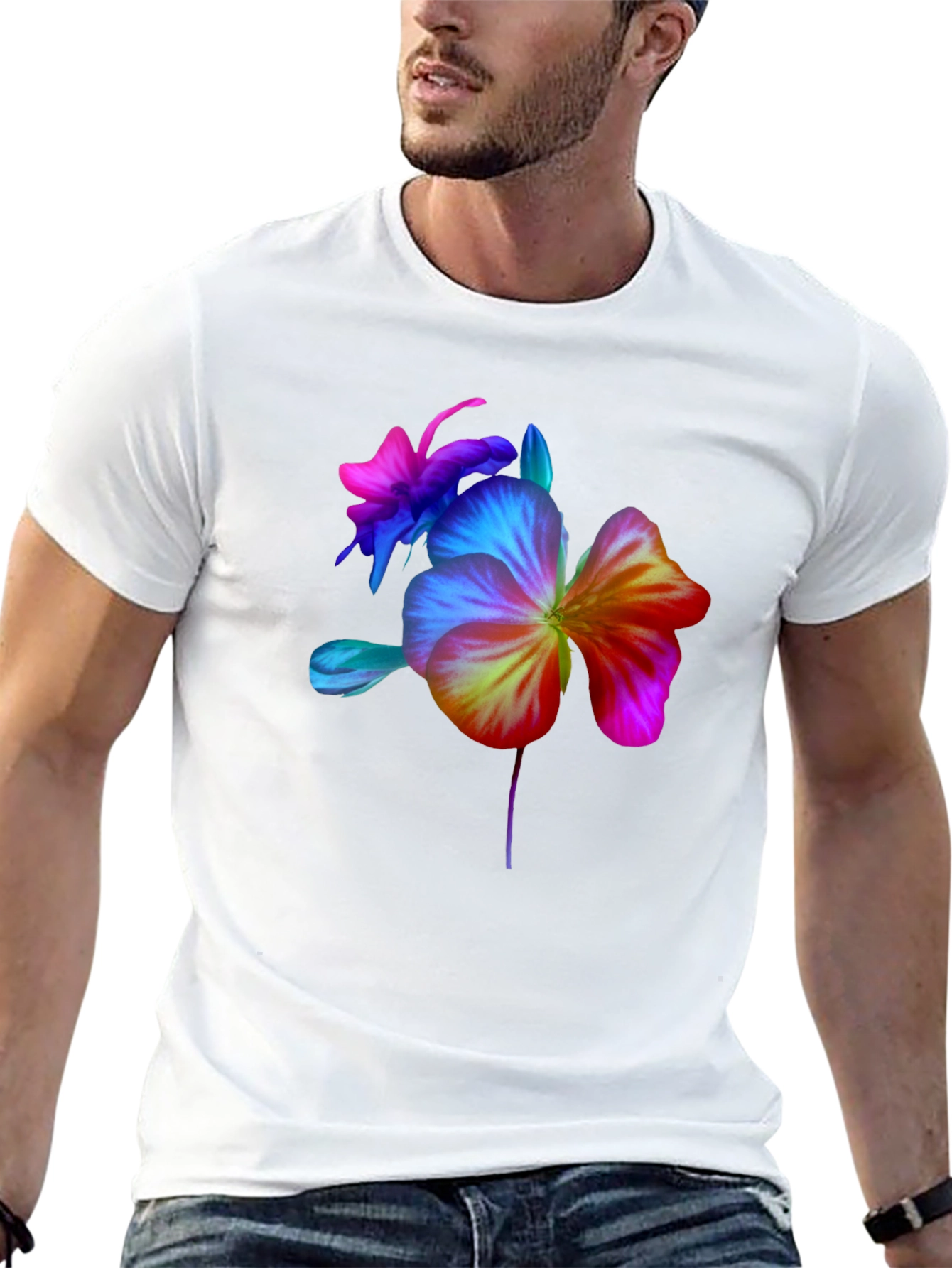 Floral Spectrum Graphic Tee - Bold Flower Design