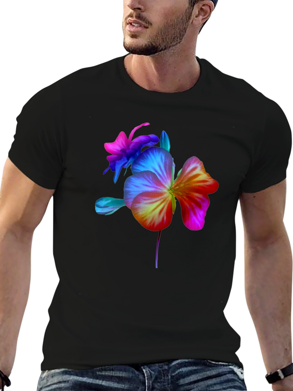 Floral Spectrum Graphic Tee - Bold Flower Design