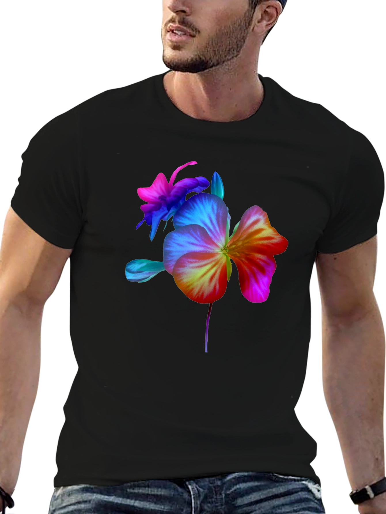 Floral Spectrum Graphic Tee - Bold Flower Design