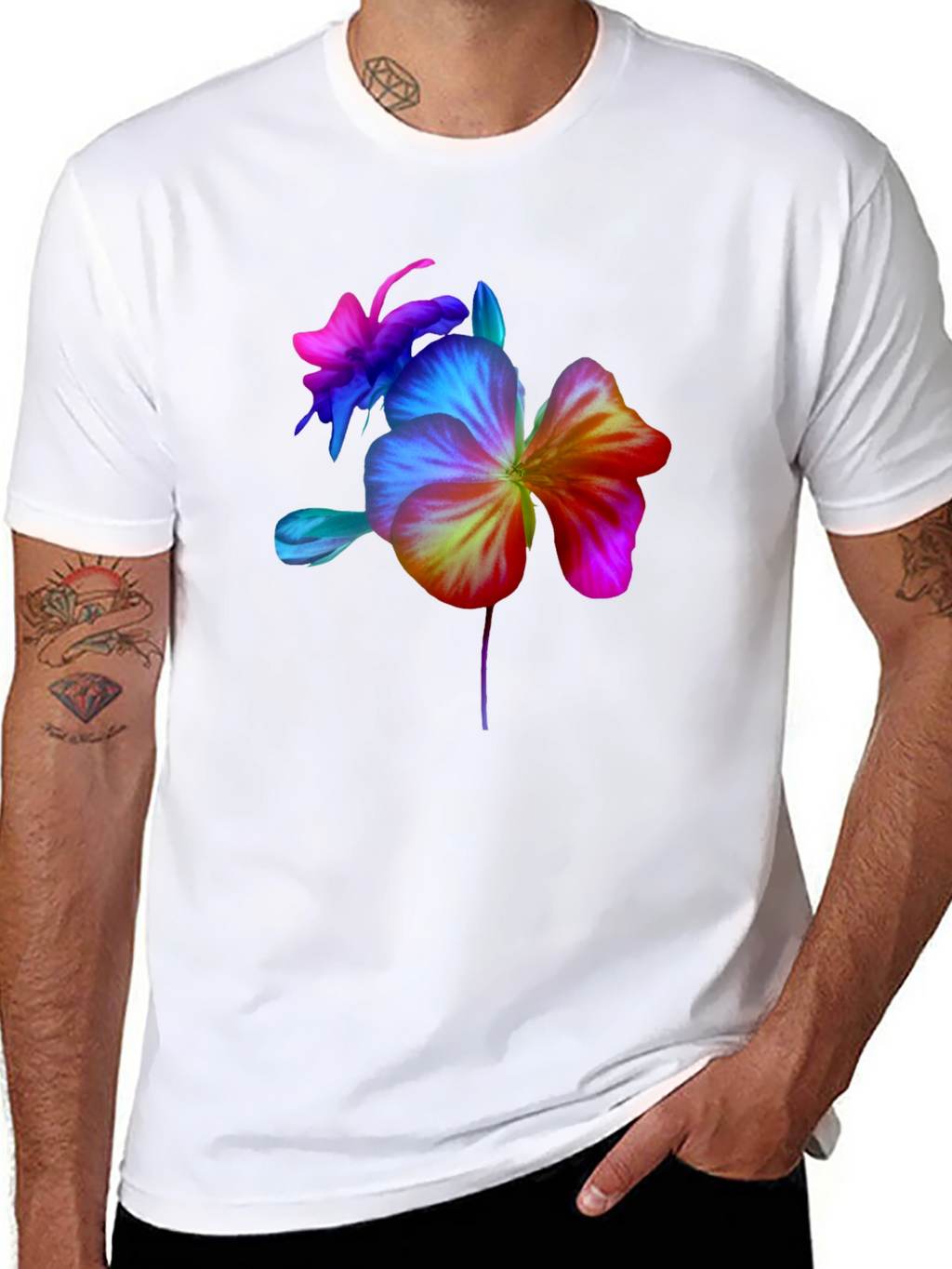 Floral Spectrum Graphic Tee - Bold Flower Design
