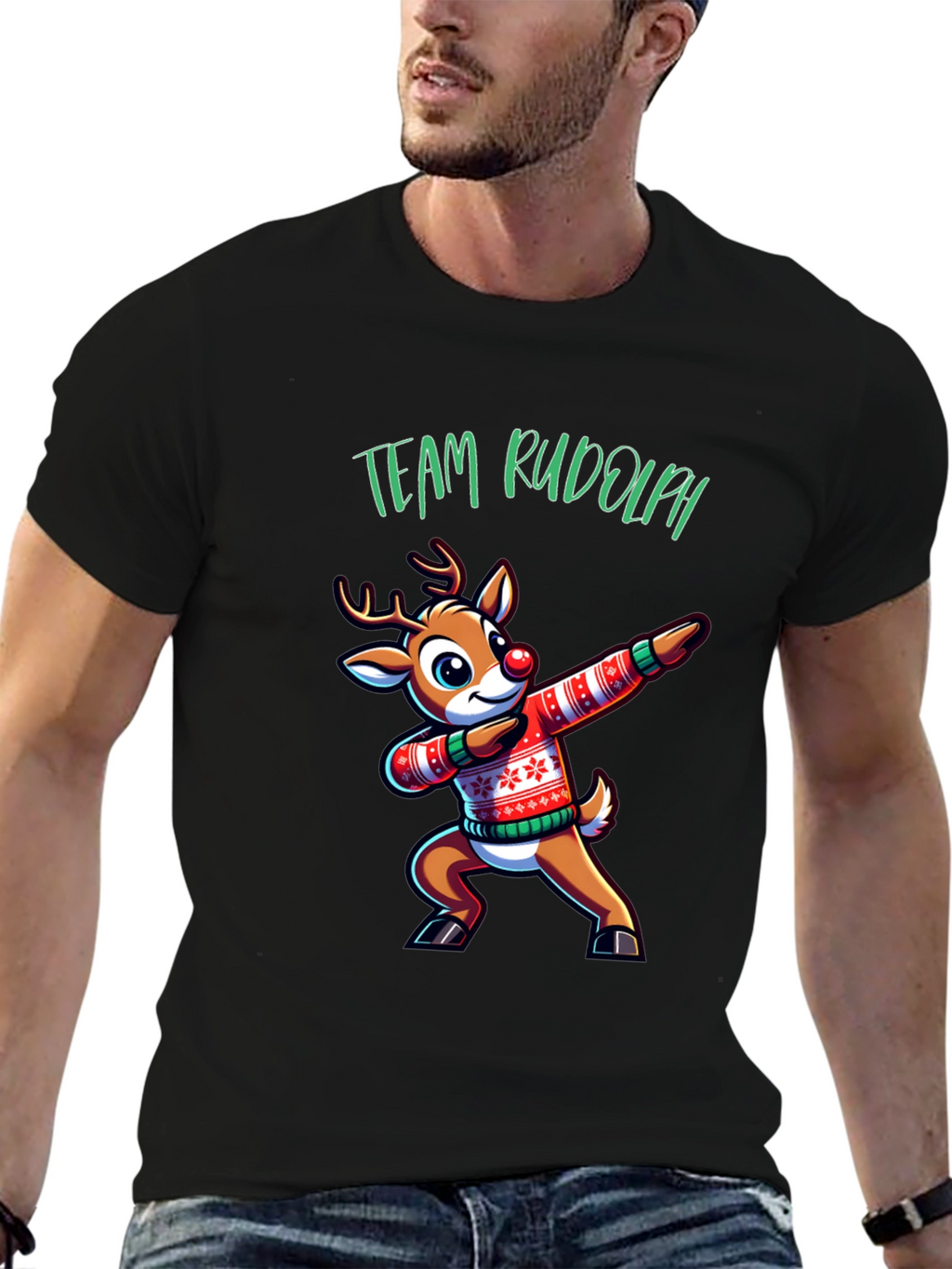 Team Rudolph Dabbing Reindeer Christmas T-Shirt