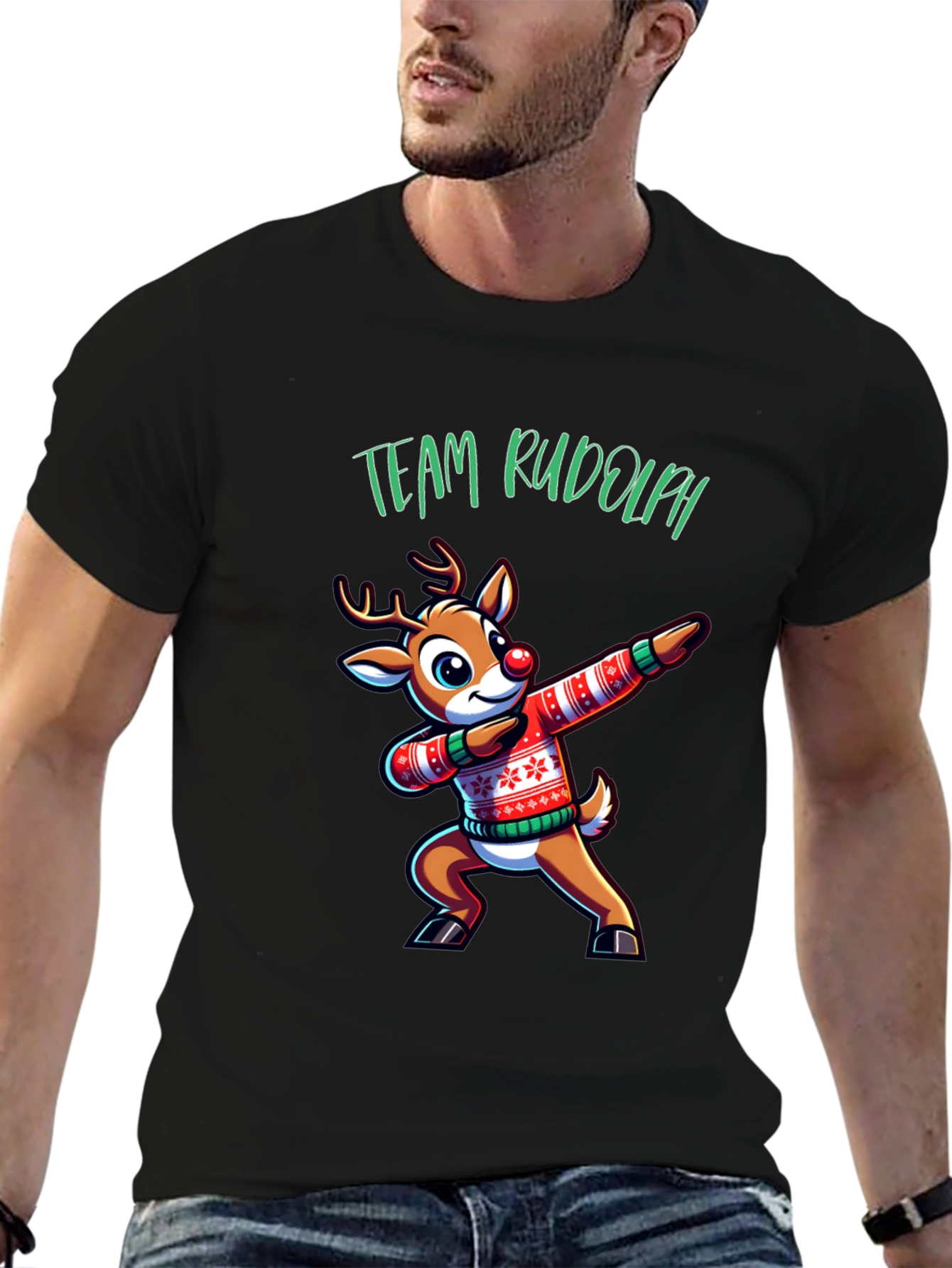 Team Rudolph Dabbing Reindeer Christmas T-Shirt