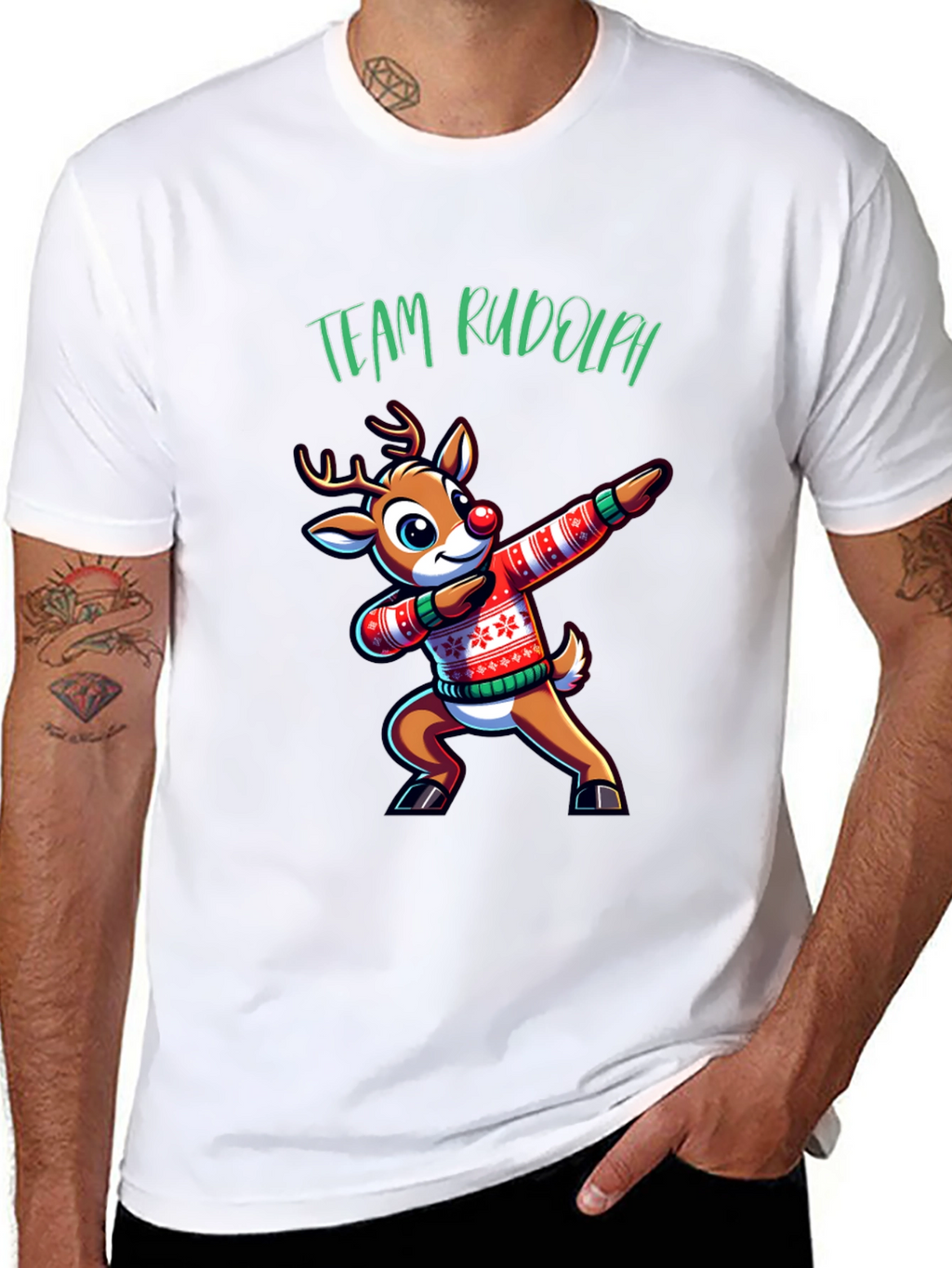Team Rudolph Dabbing Reindeer Christmas T-Shirt