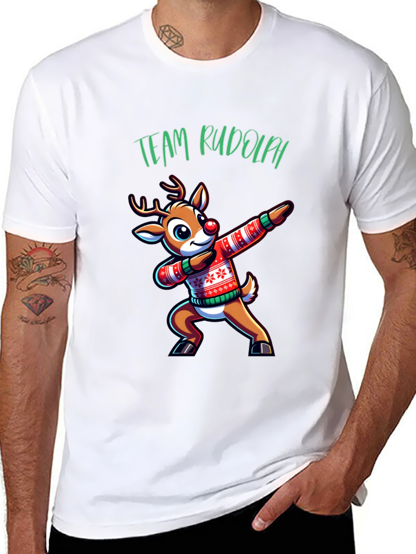 Team Rudolph Dabbing Reindeer Christmas T-Shirt