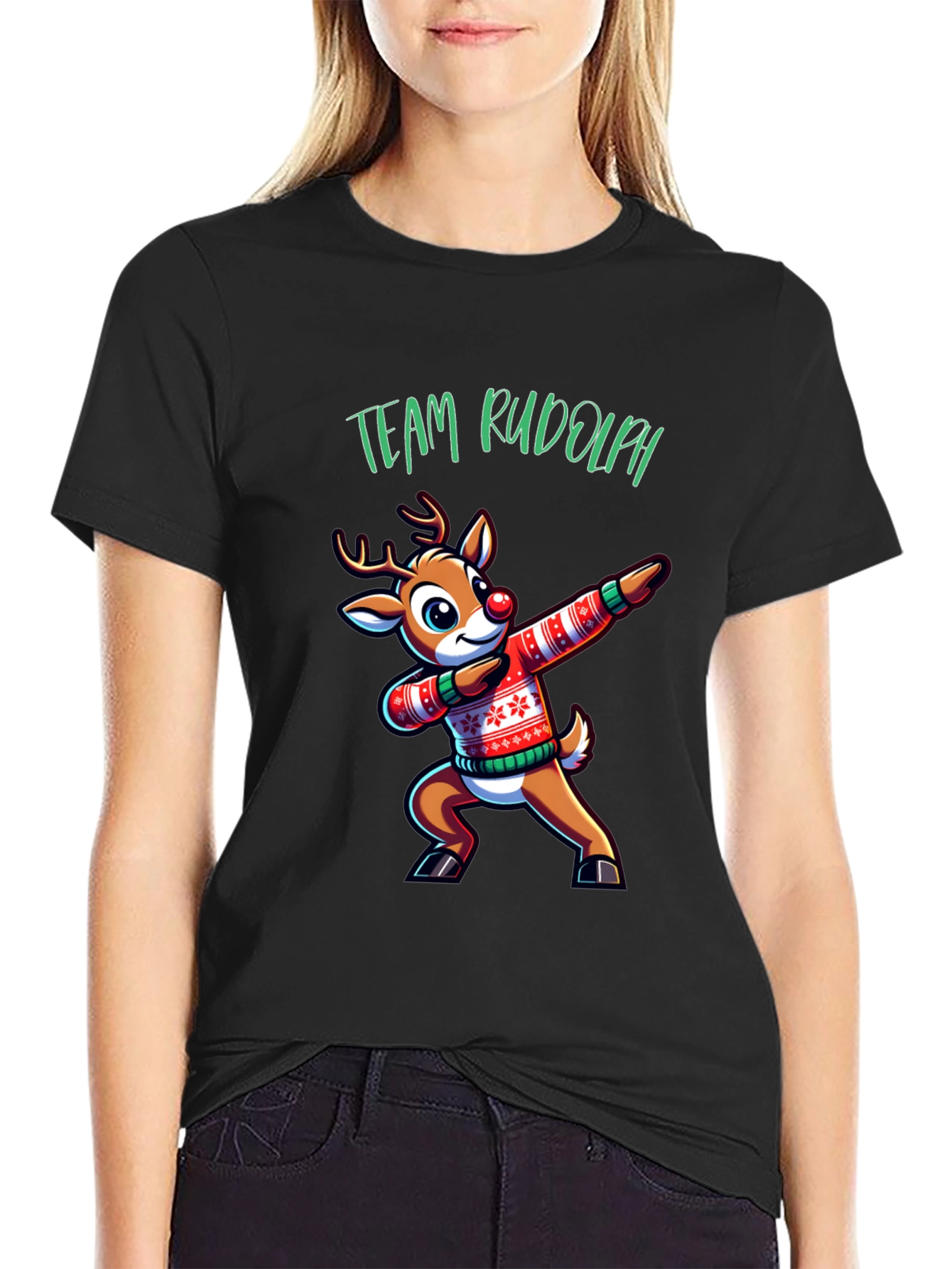 Team Rudolph Dabbing Reindeer Christmas T-Shirt