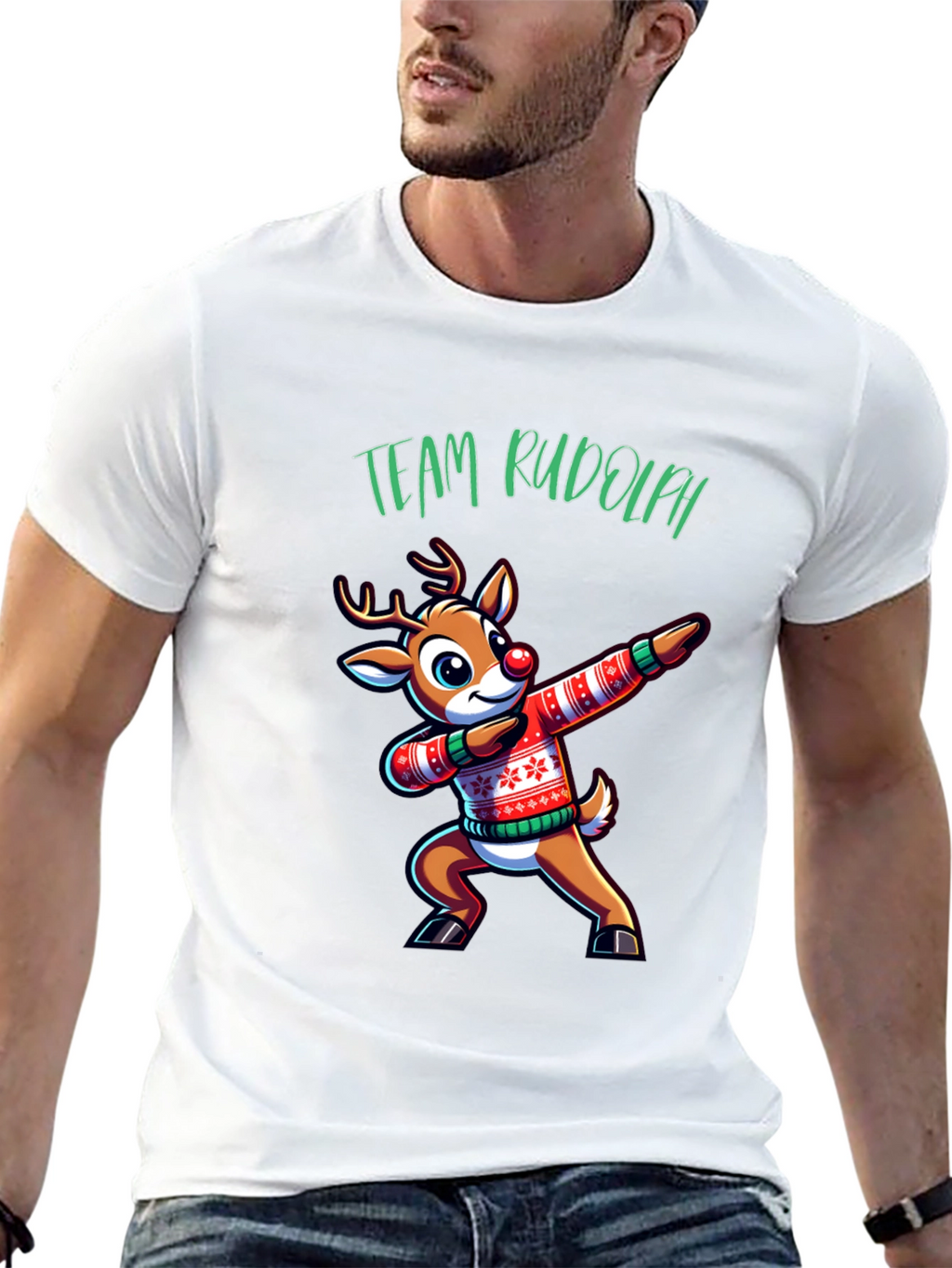 Team Rudolph Dabbing Reindeer Christmas T-Shirt