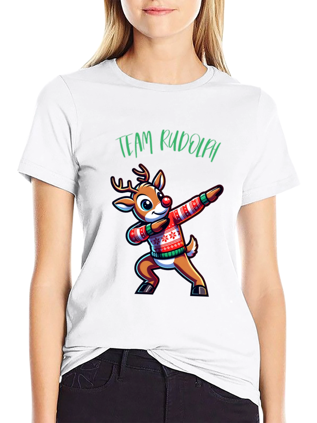 Team Rudolph Dabbing Reindeer Christmas T-Shirt