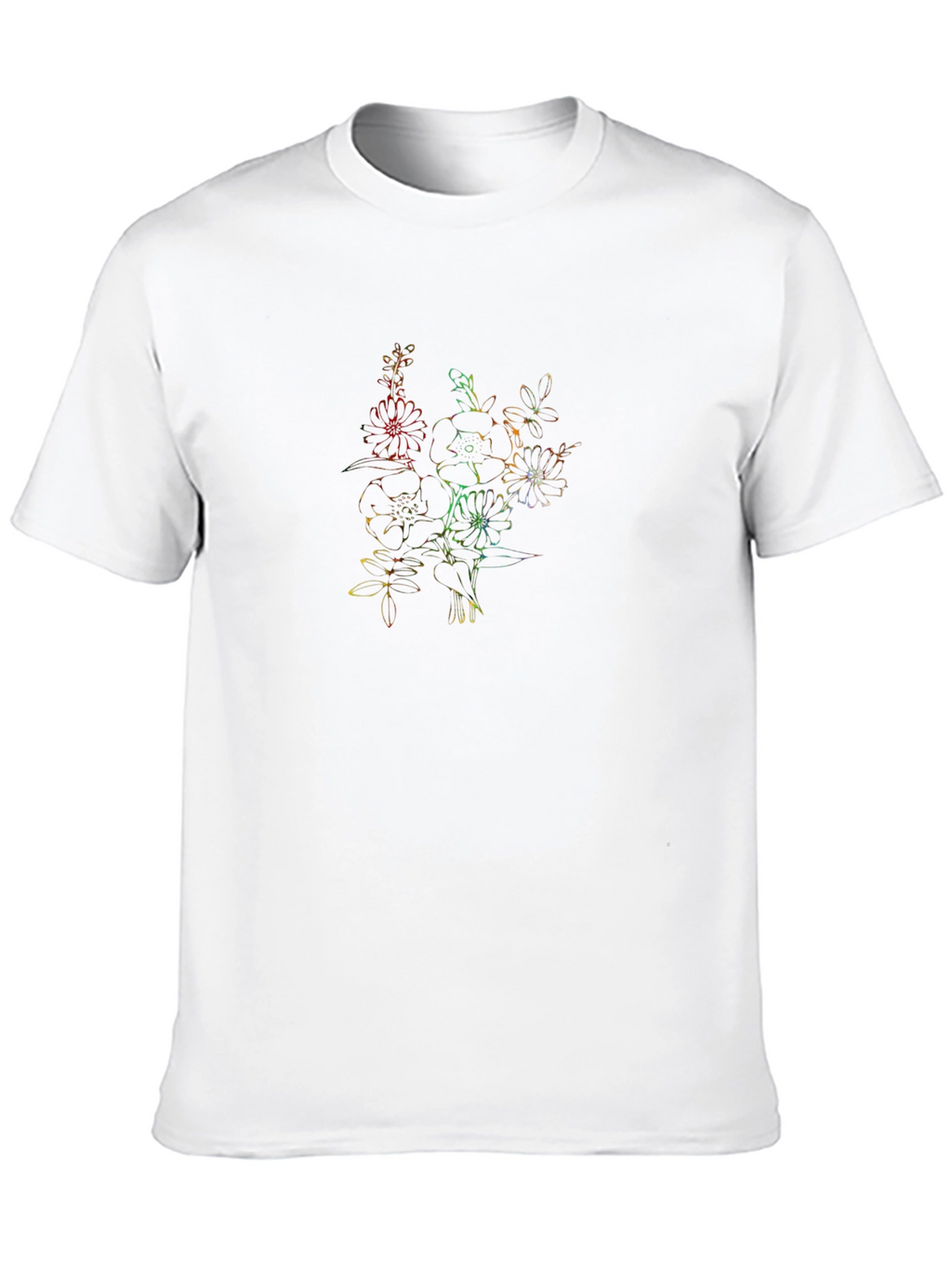 Rainbow Floral Print Black T-Shirt