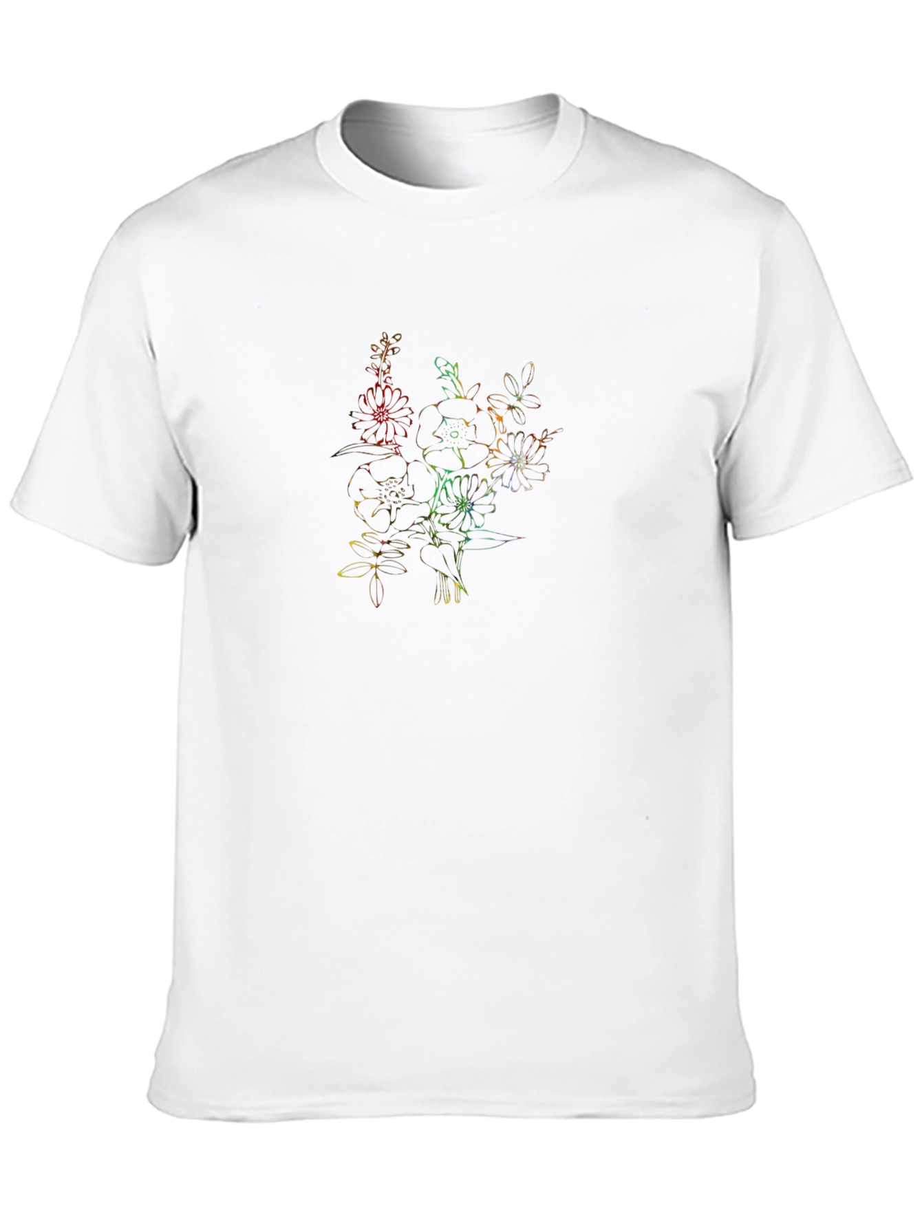 Rainbow Floral Print Black T-Shirt