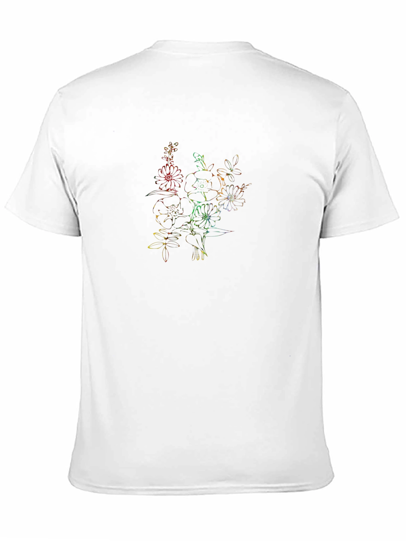 Rainbow Floral Print Black T-Shirt