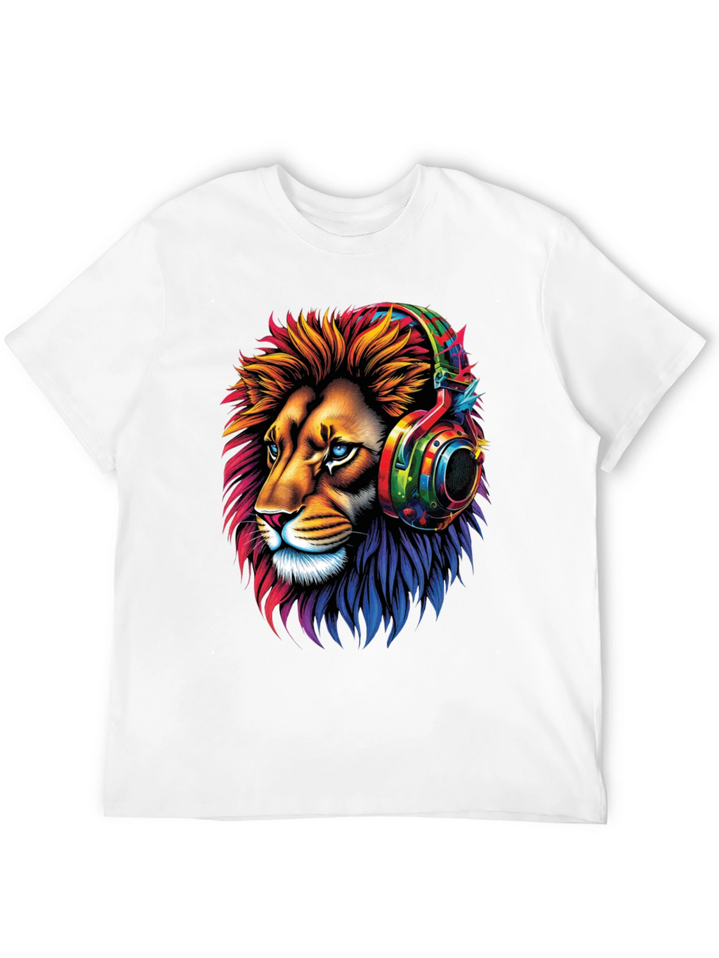 Lion Headphone Graphic Tee - Mens Black T-Shirt