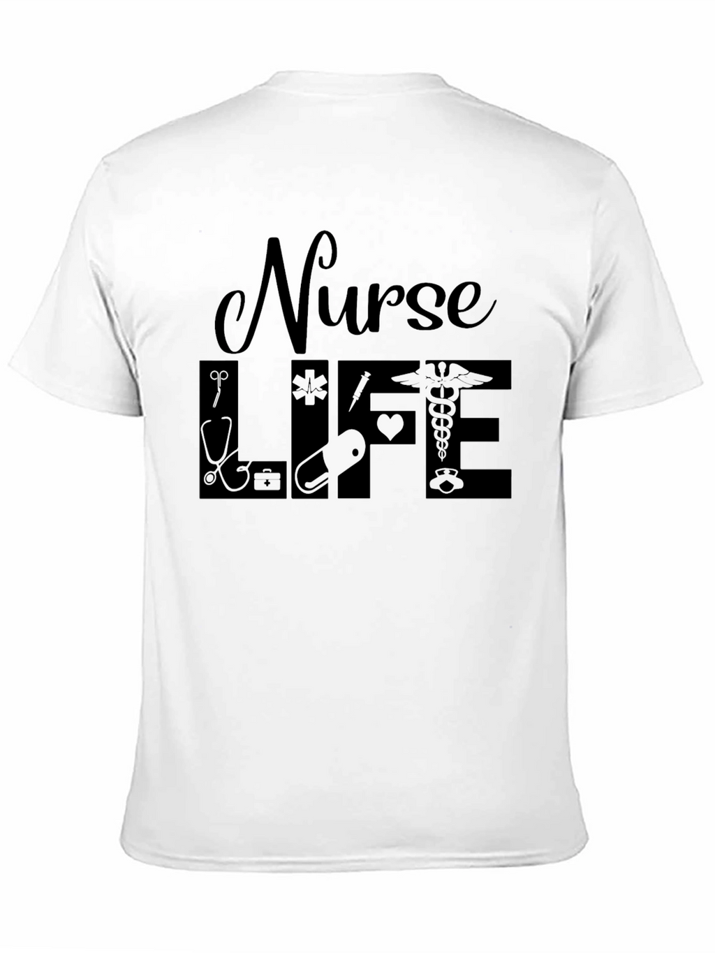 Nurse Life Graphic T-Shirt - Black Crew Neck