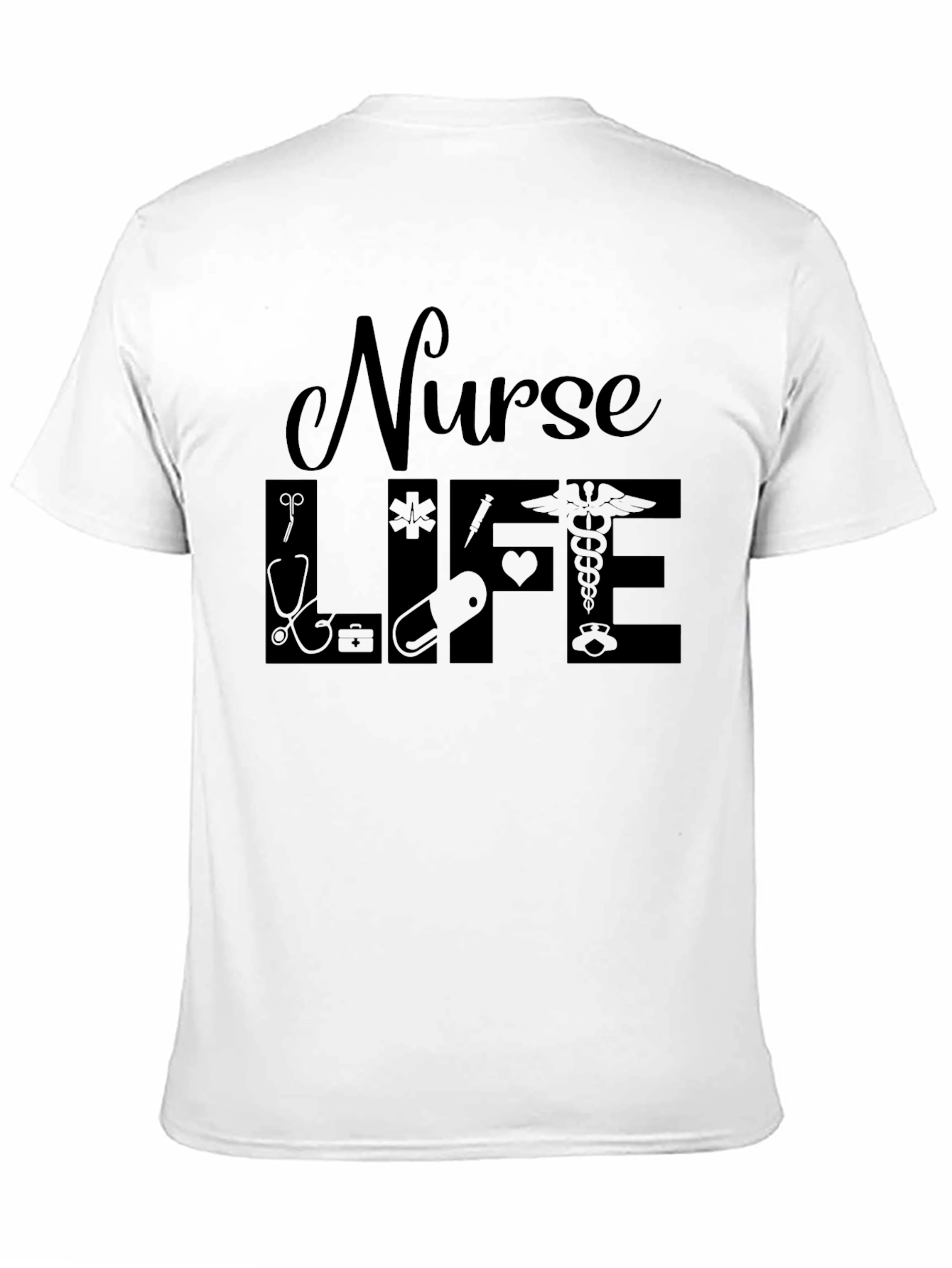 Nurse Life Graphic T-Shirt - Black Crew Neck