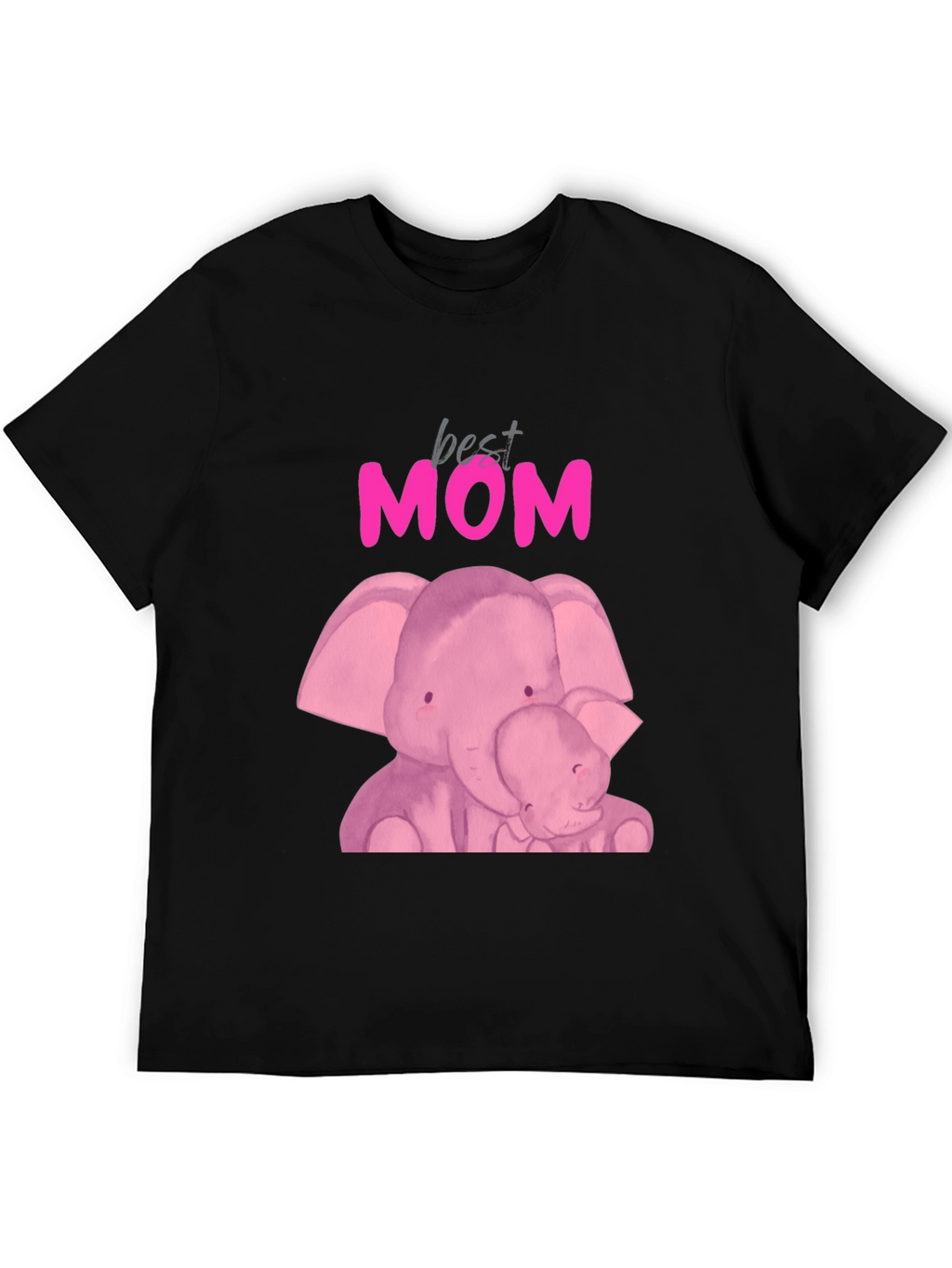 Best Mom Elephant Graphic Tee - Black