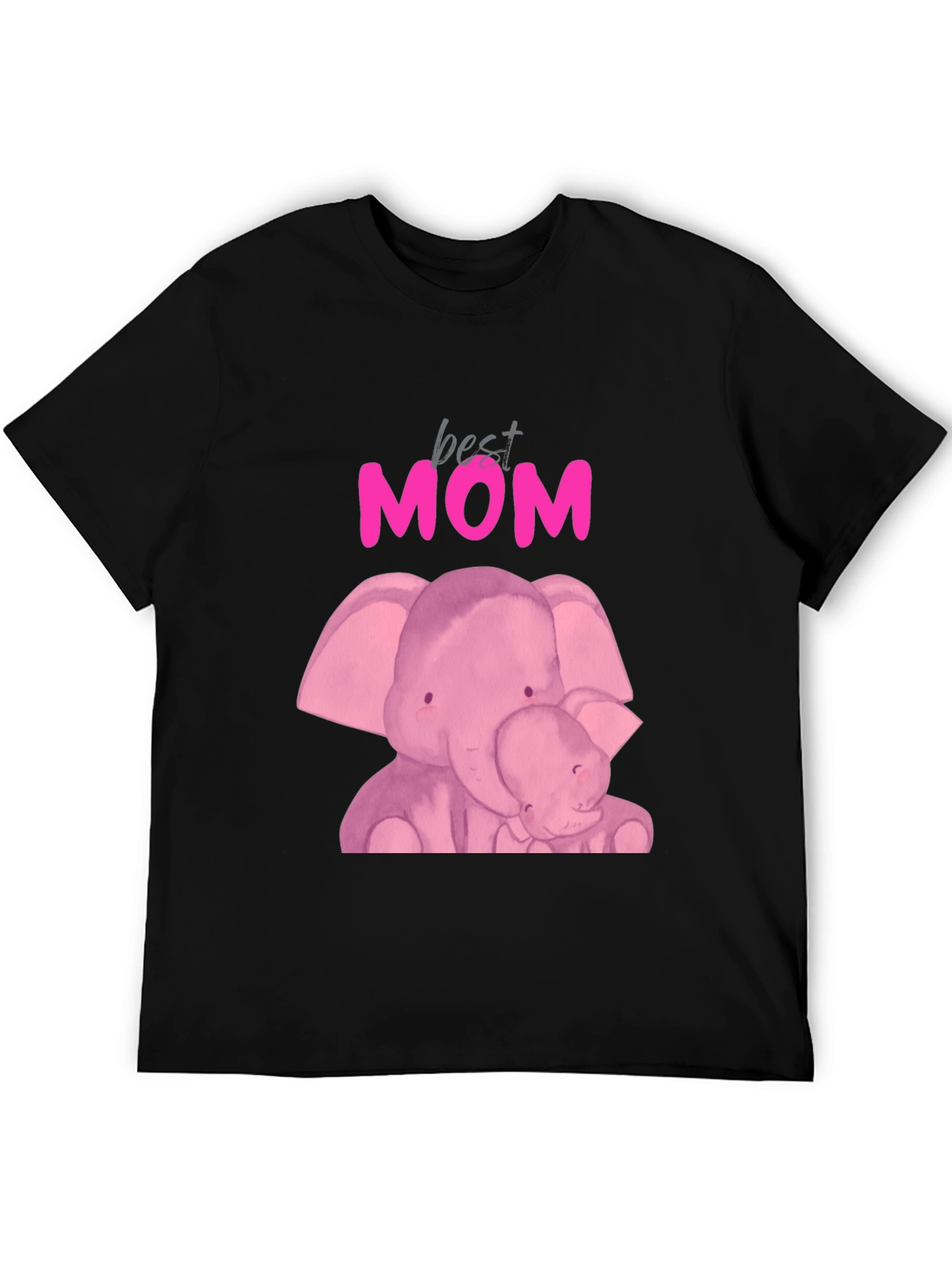 Best Mom Elephant Graphic Tee - Black