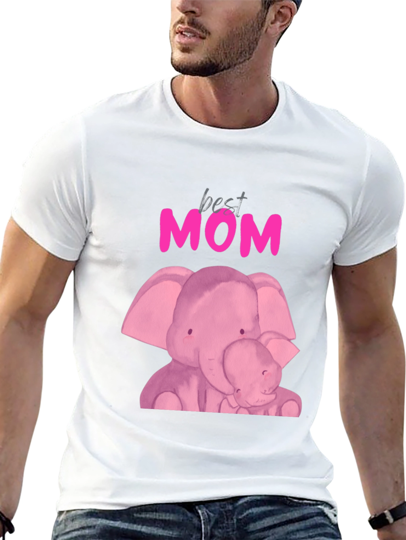 Best Mom Elephant Graphic Tee - Black