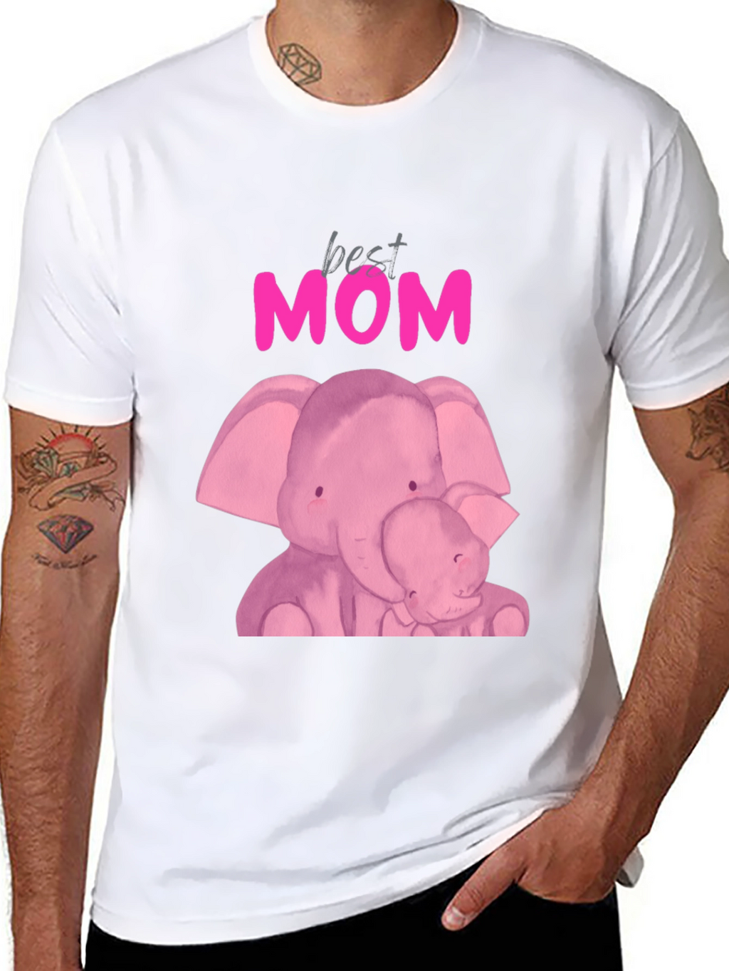 Best Mom Elephant Graphic Tee - Black