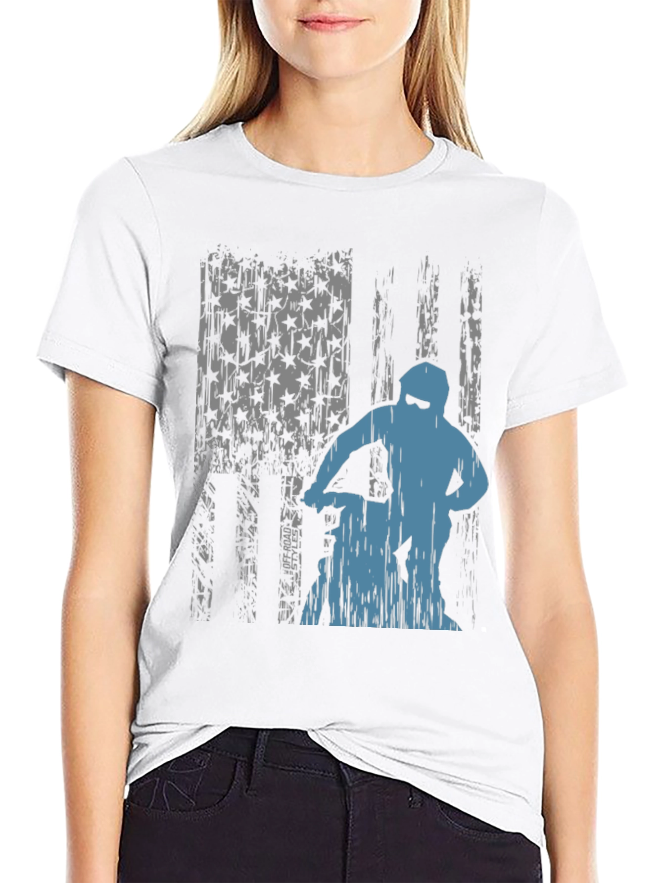Off-Road Rider Graphic Tee - Distressed American Flag