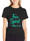 Free Spirit Graphic Tee - Black Cotton T-Shirt