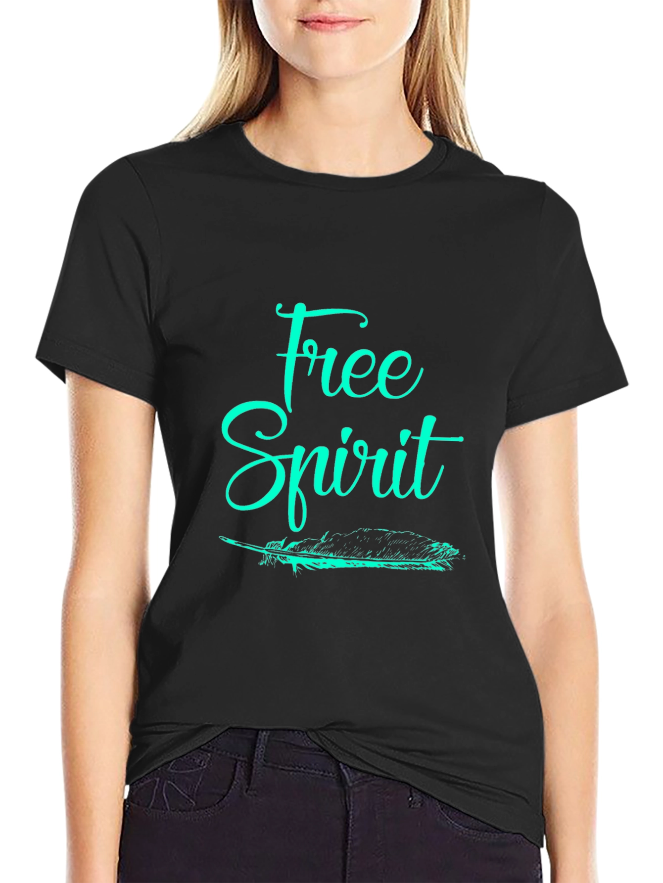 Free Spirit Graphic Tee - Black Cotton T-Shirt
