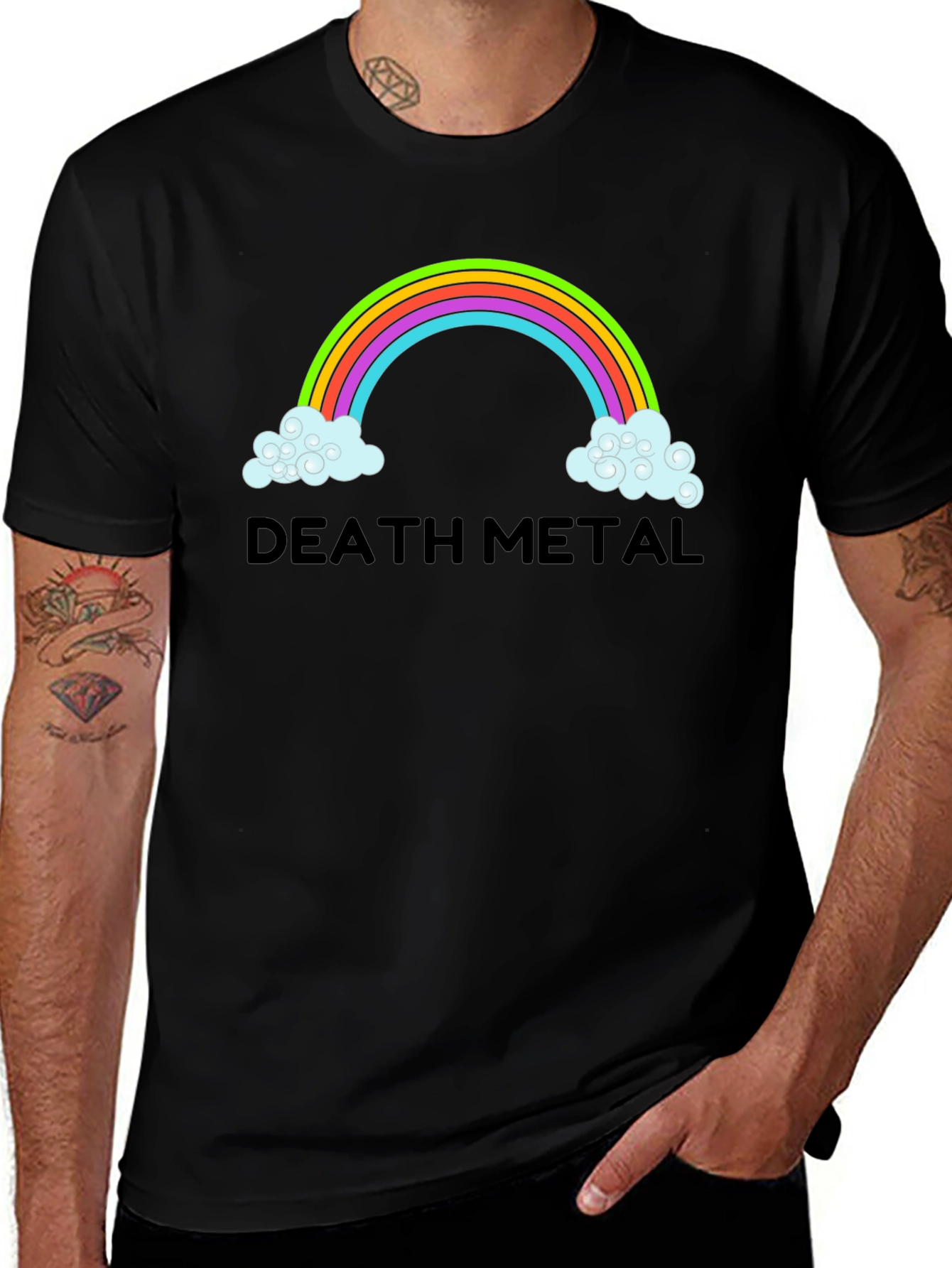 Death Metal Rainbow T-Shirt - Mens Black Tee