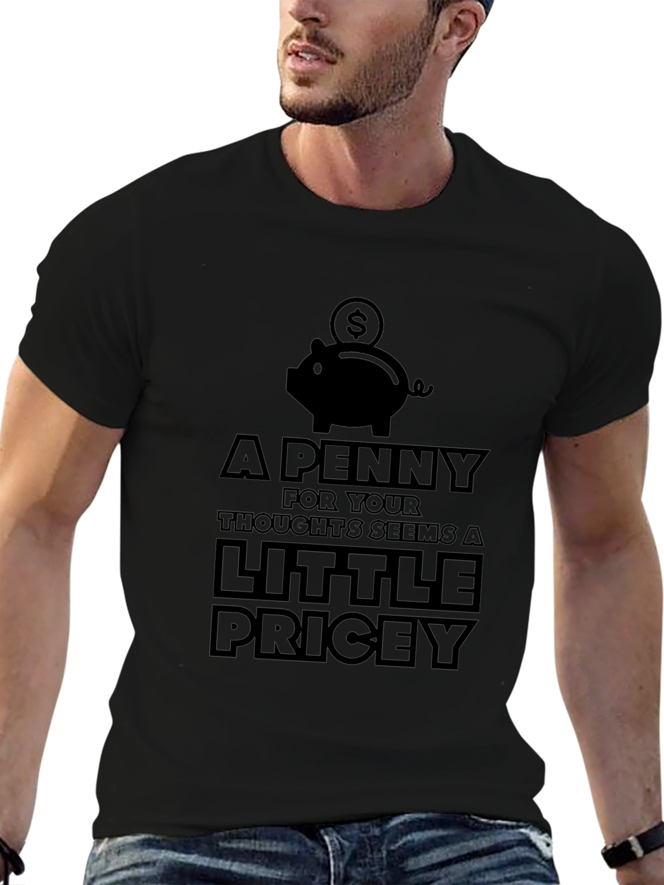A Penny For Your Thoughts T-Shirt - Mens Black Tee