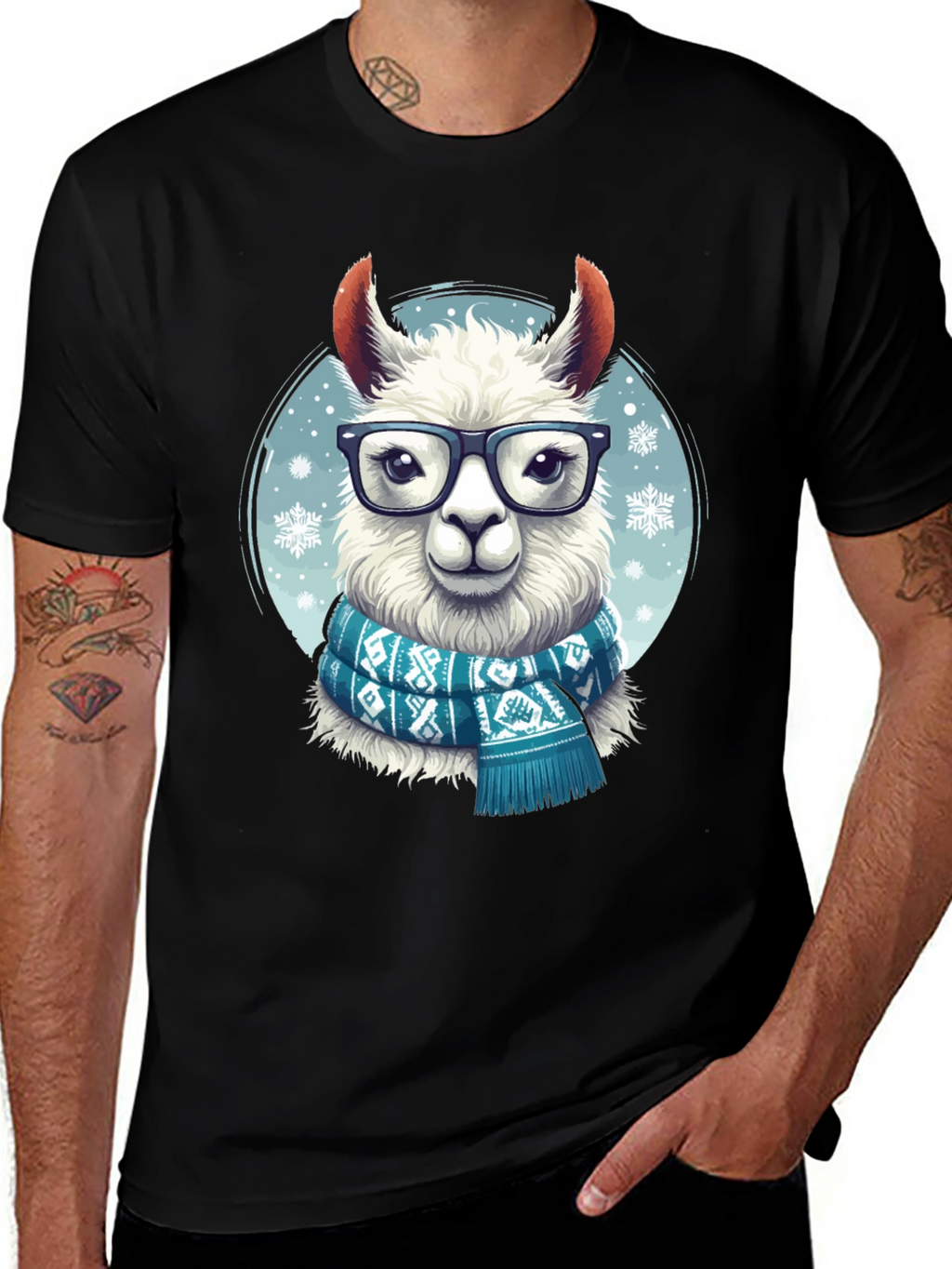 Llama in Scarf Graphic Tee