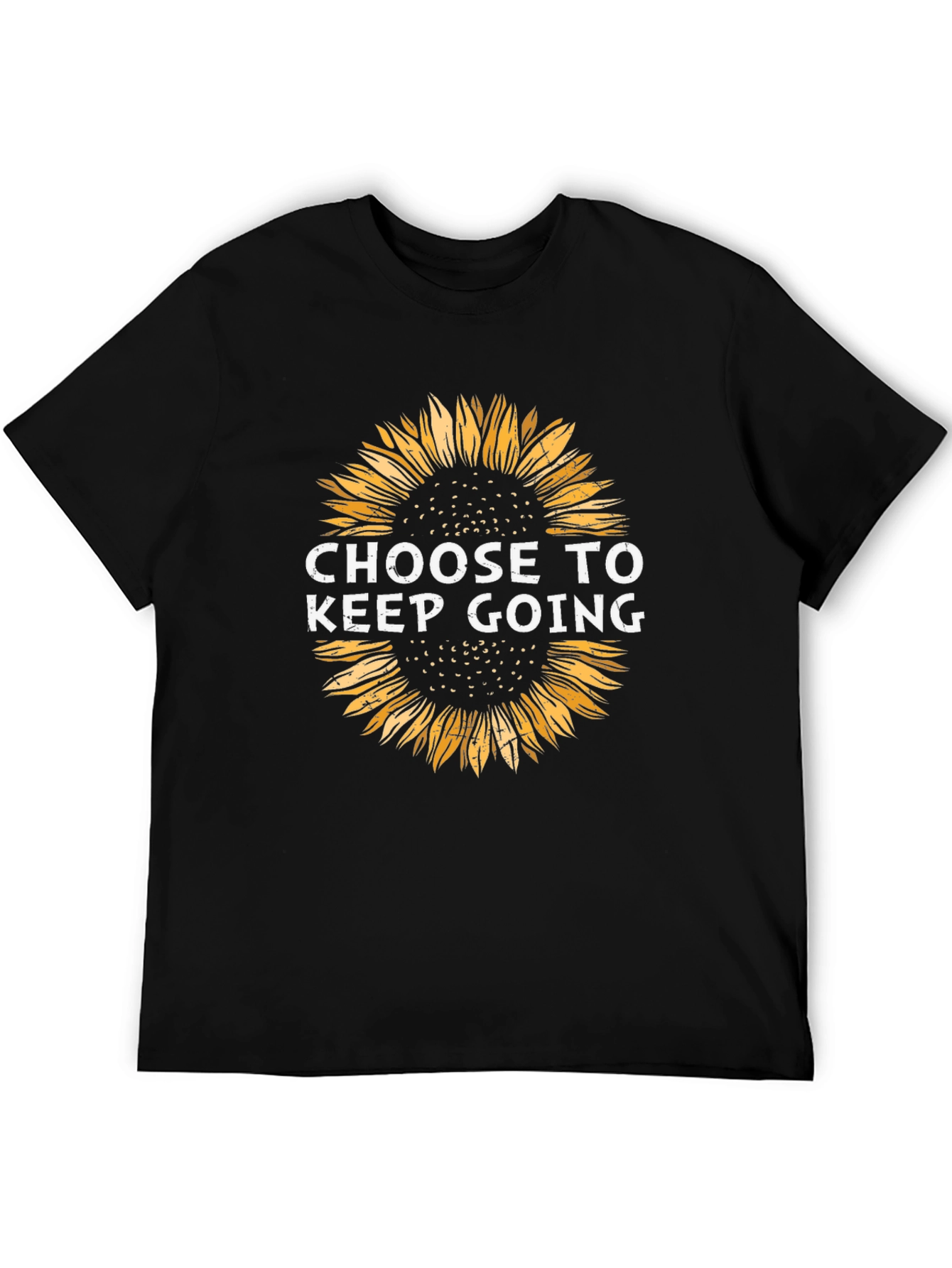 Choose to Keep Going Sunflower Black T-Shirt