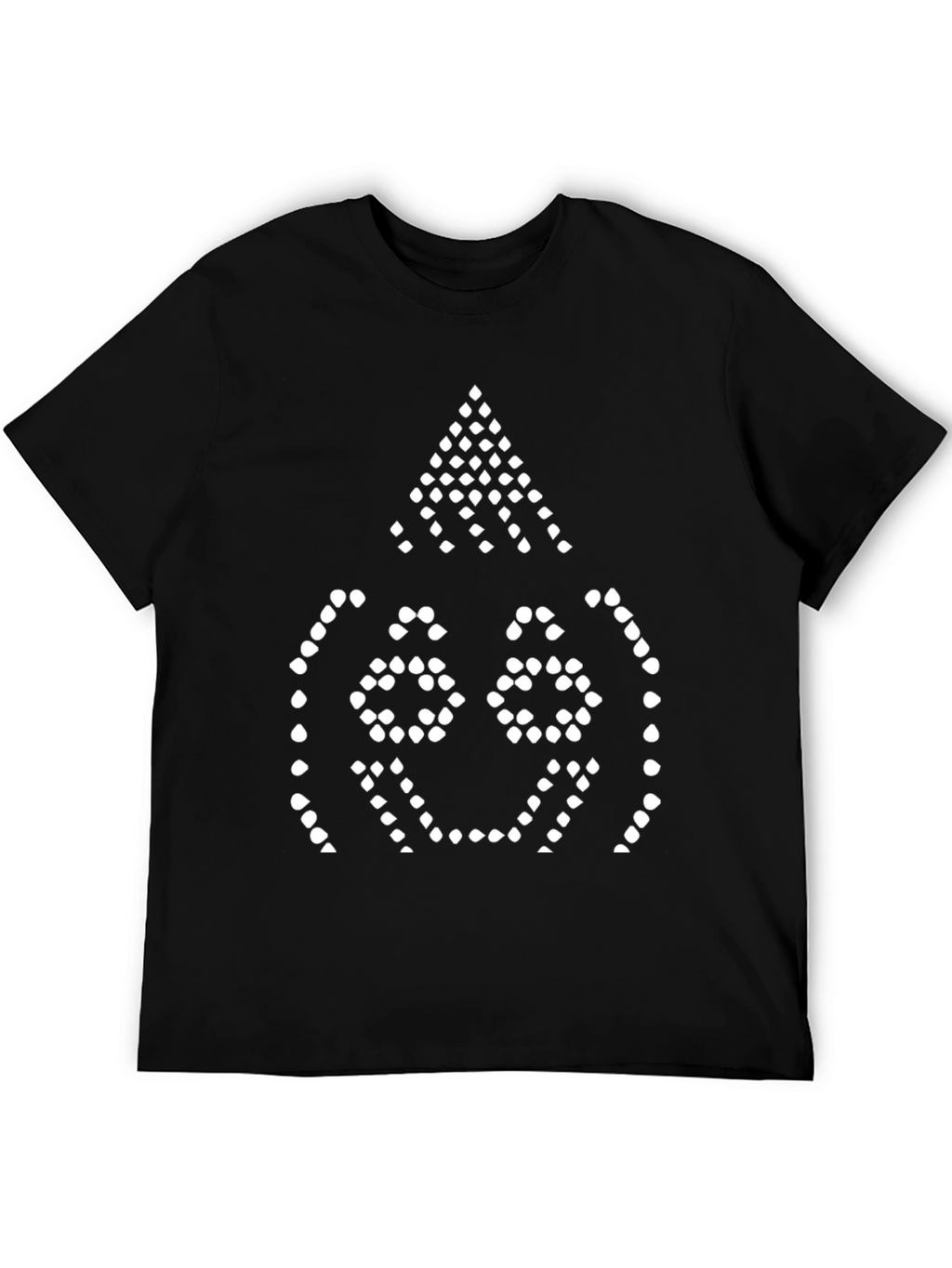 Black Tee with Pixelated Smiling Face Design