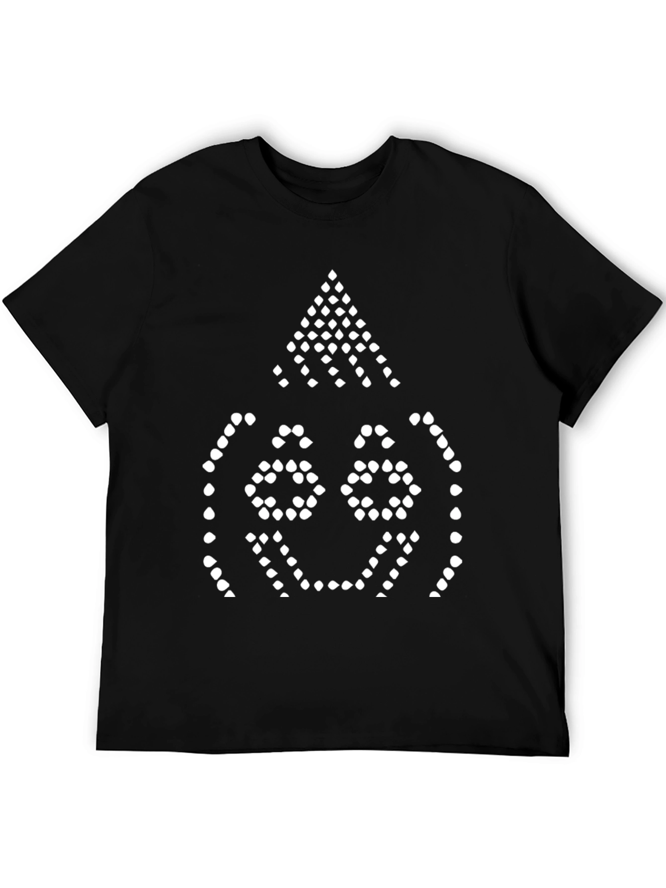 Black Tee with Pixelated Smiling Face Design