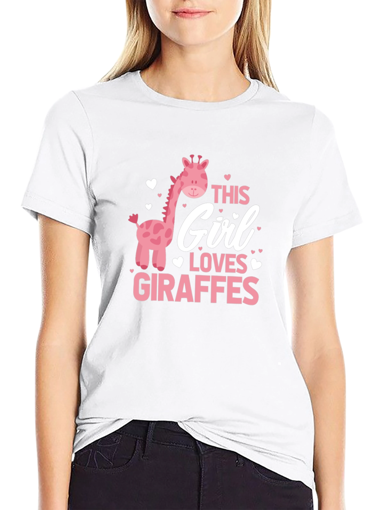 Giraffe Lover Tee - Black Cotton T-Shirt