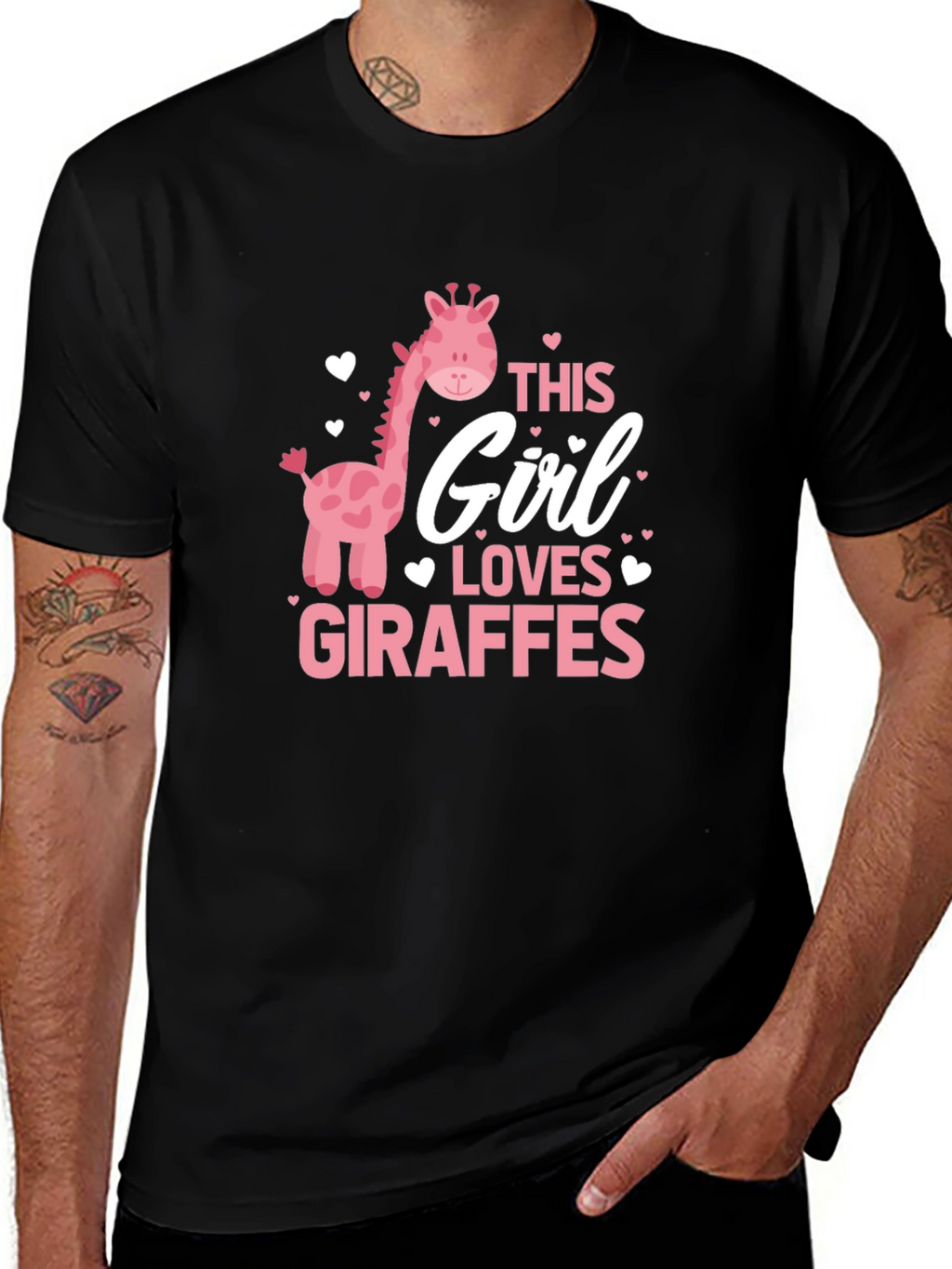 Giraffe Lover Tee - Black Cotton T-Shirt