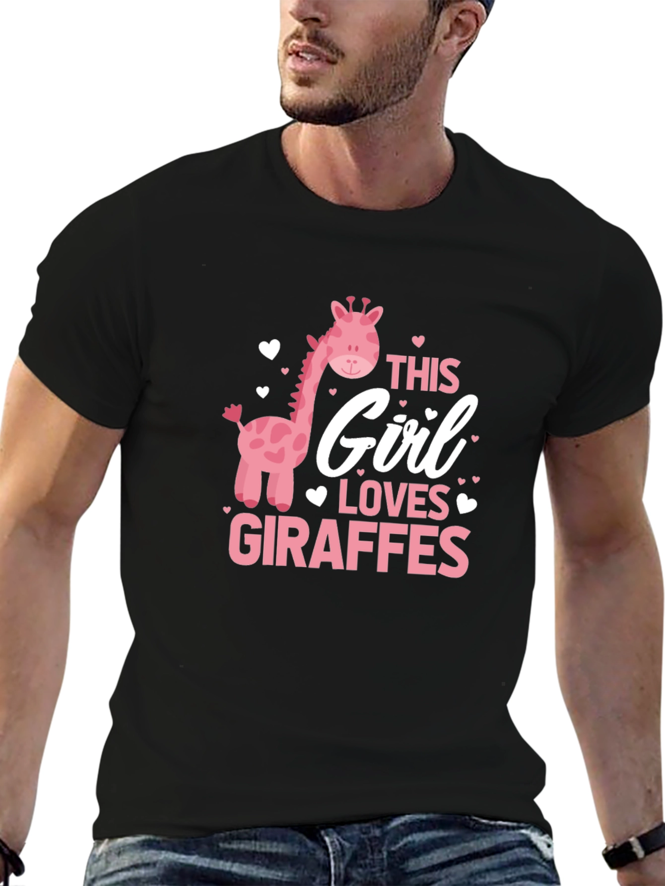 Giraffe Lover Tee - Black Cotton T-Shirt