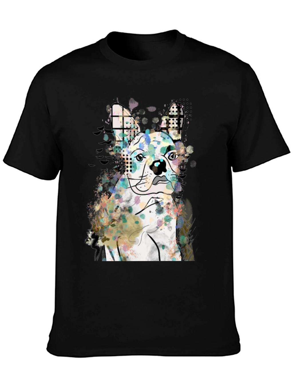Dog Graphic Mens Black T-Shirt