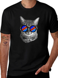 Cool Cat T-Shirt with Flag Sunglasses