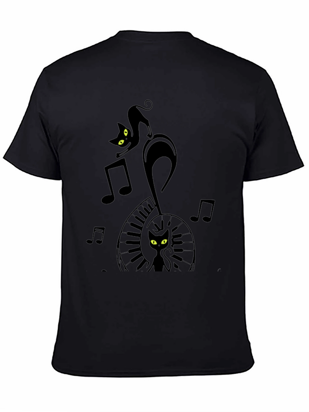 Musical Cat Black Graphic T-Shirt
