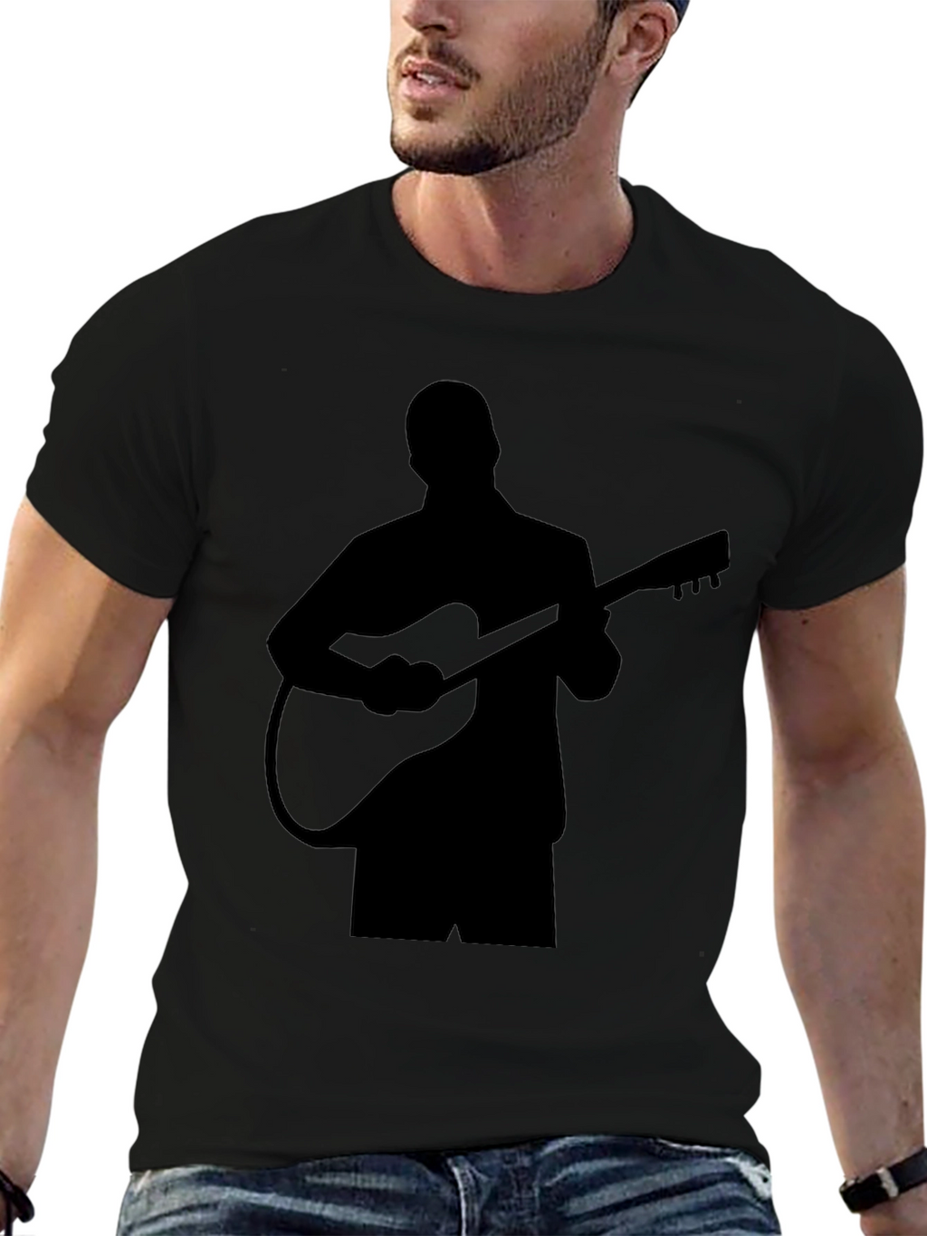 Guitar Player Silhouette Black T-Shirt