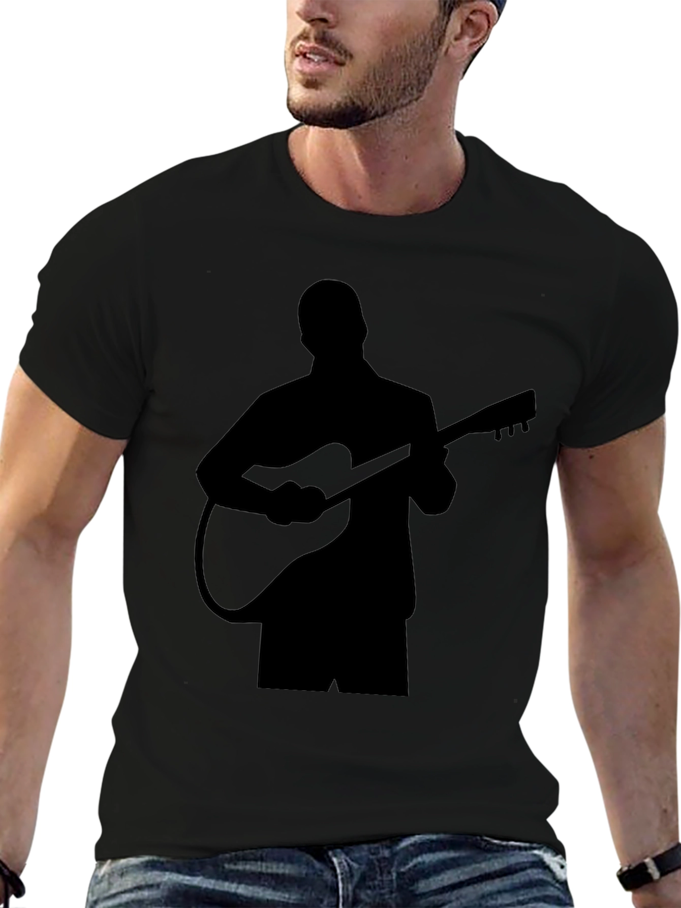 Guitar Player Silhouette Black T-Shirt