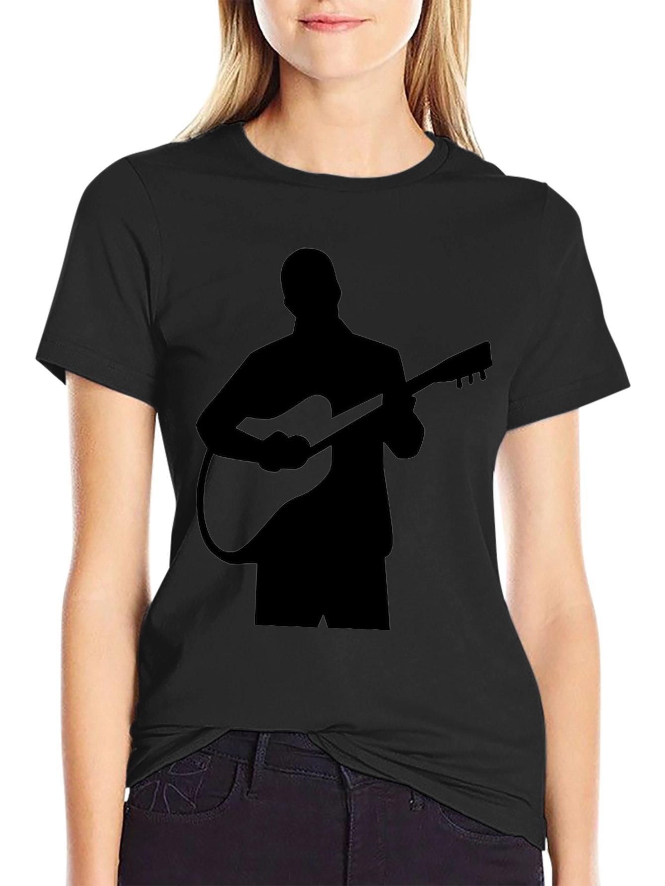 Guitar Player Silhouette Black T-Shirt