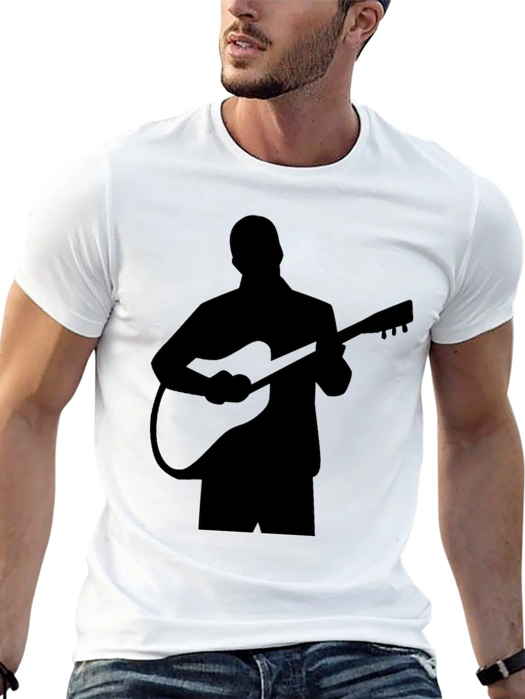 Guitar Player Silhouette Black T-Shirt