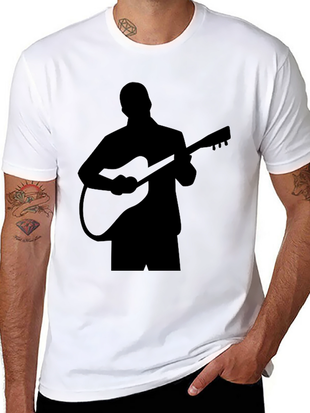 Guitar Player Silhouette Black T-Shirt