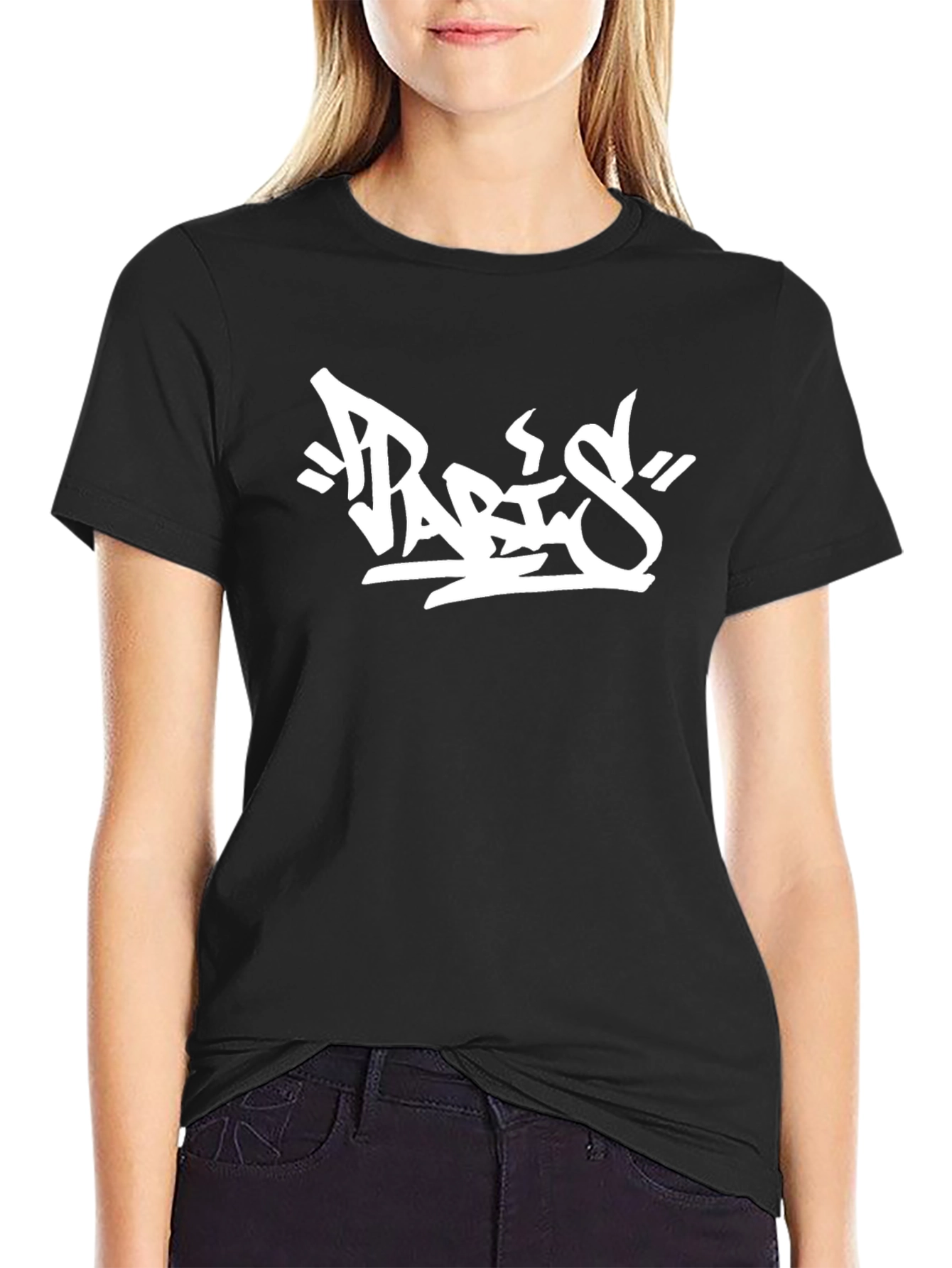 Urban Style Black Tee - Paris Graffiti Design