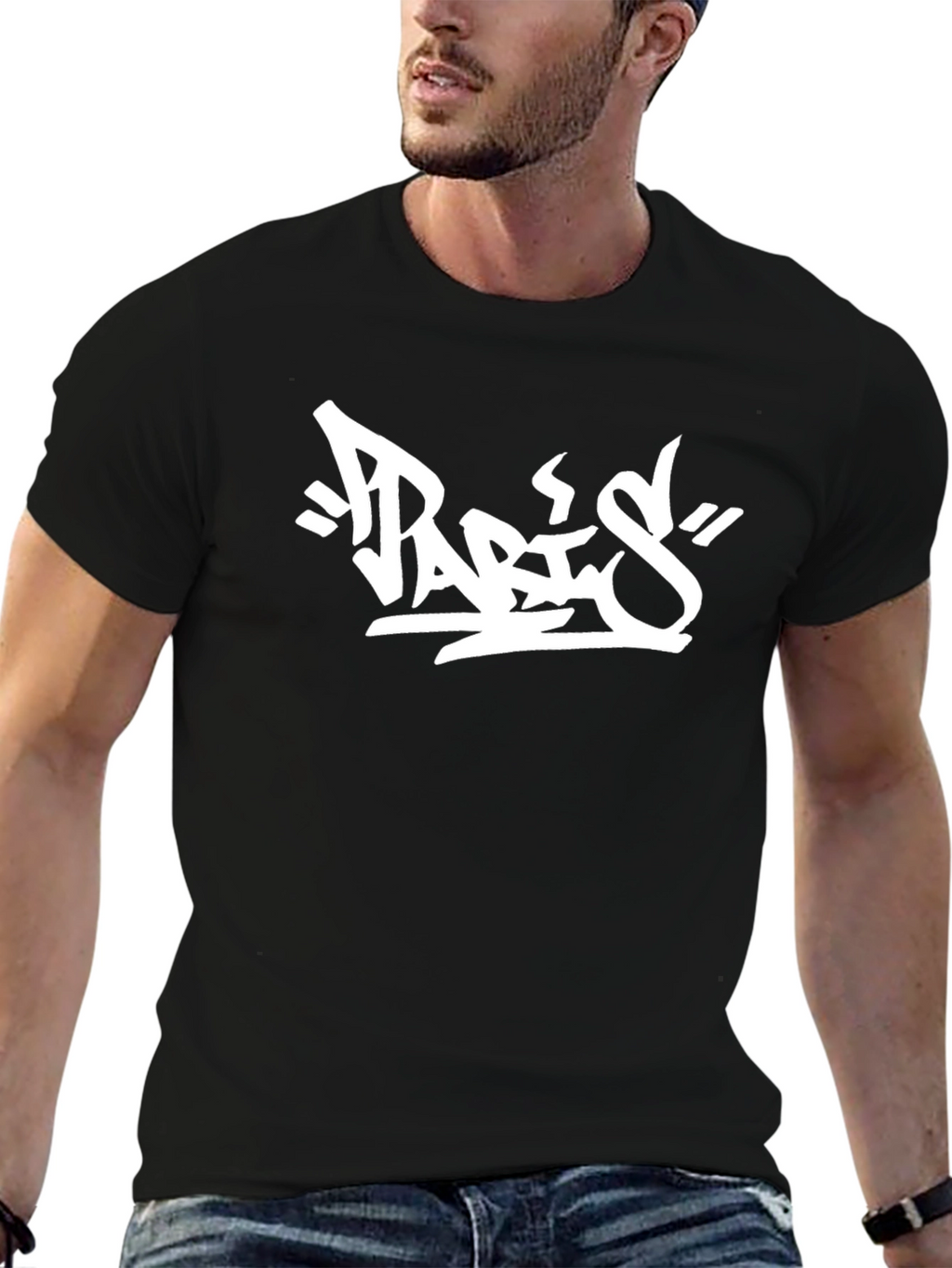 Urban Style Black Tee - Paris Graffiti Design