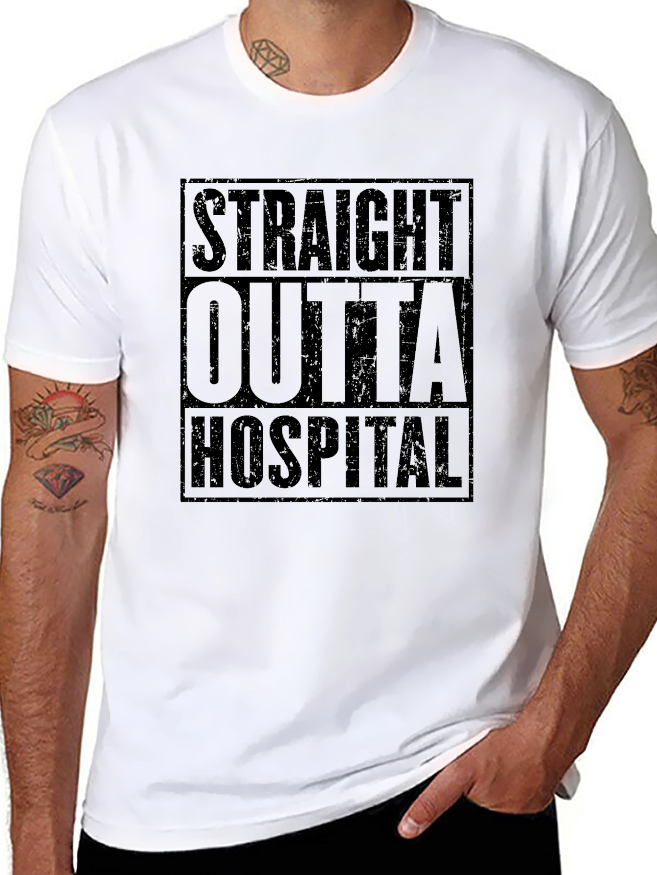 Straight Outta Hospital Tee - Black Graphic T-Shirt