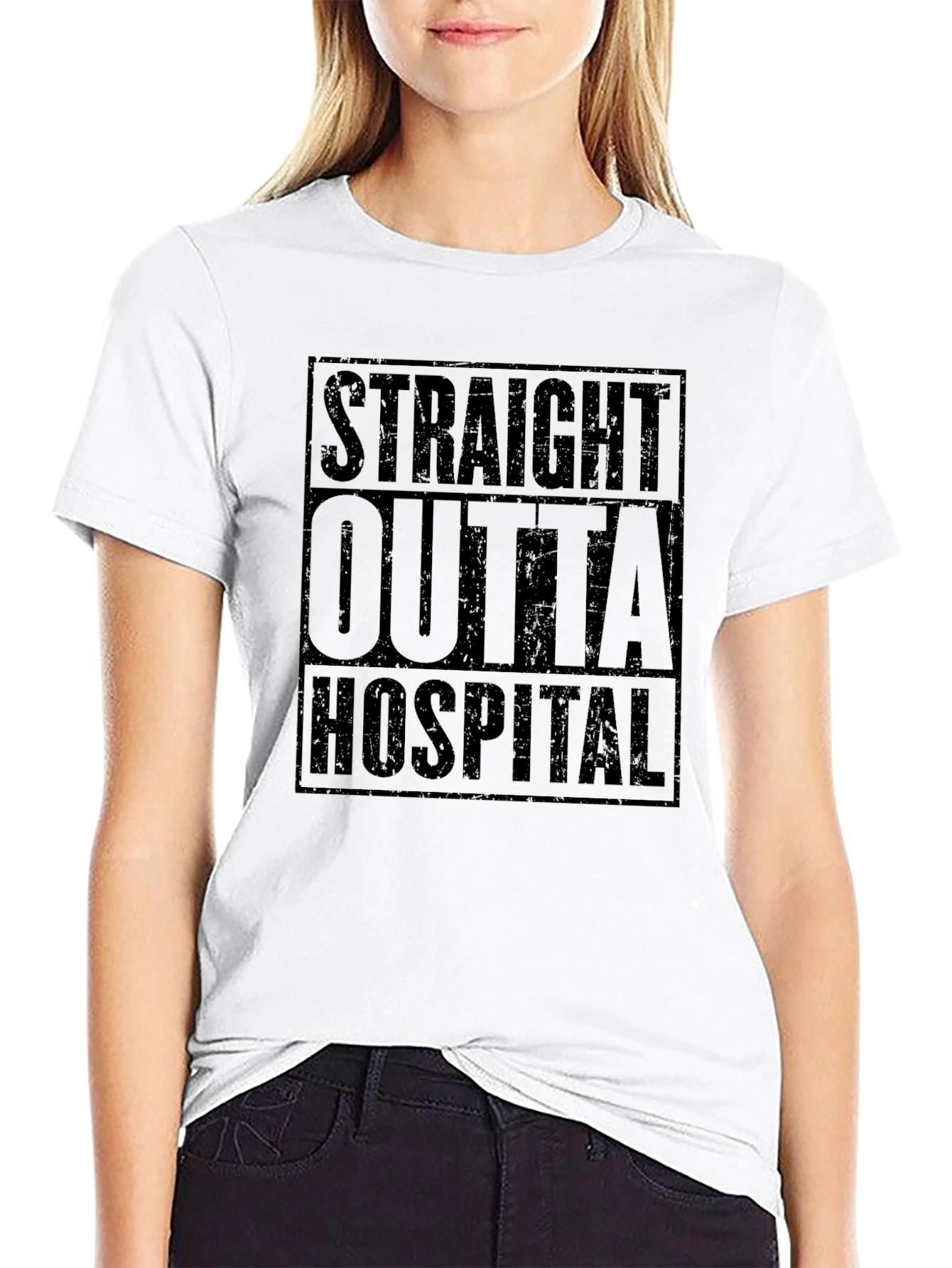 Straight Outta Hospital Tee - Black Graphic T-Shirt