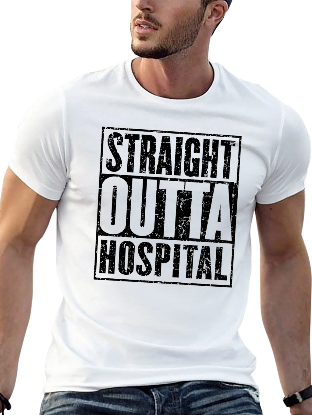 Straight Outta Hospital Tee - Black Graphic T-Shirt