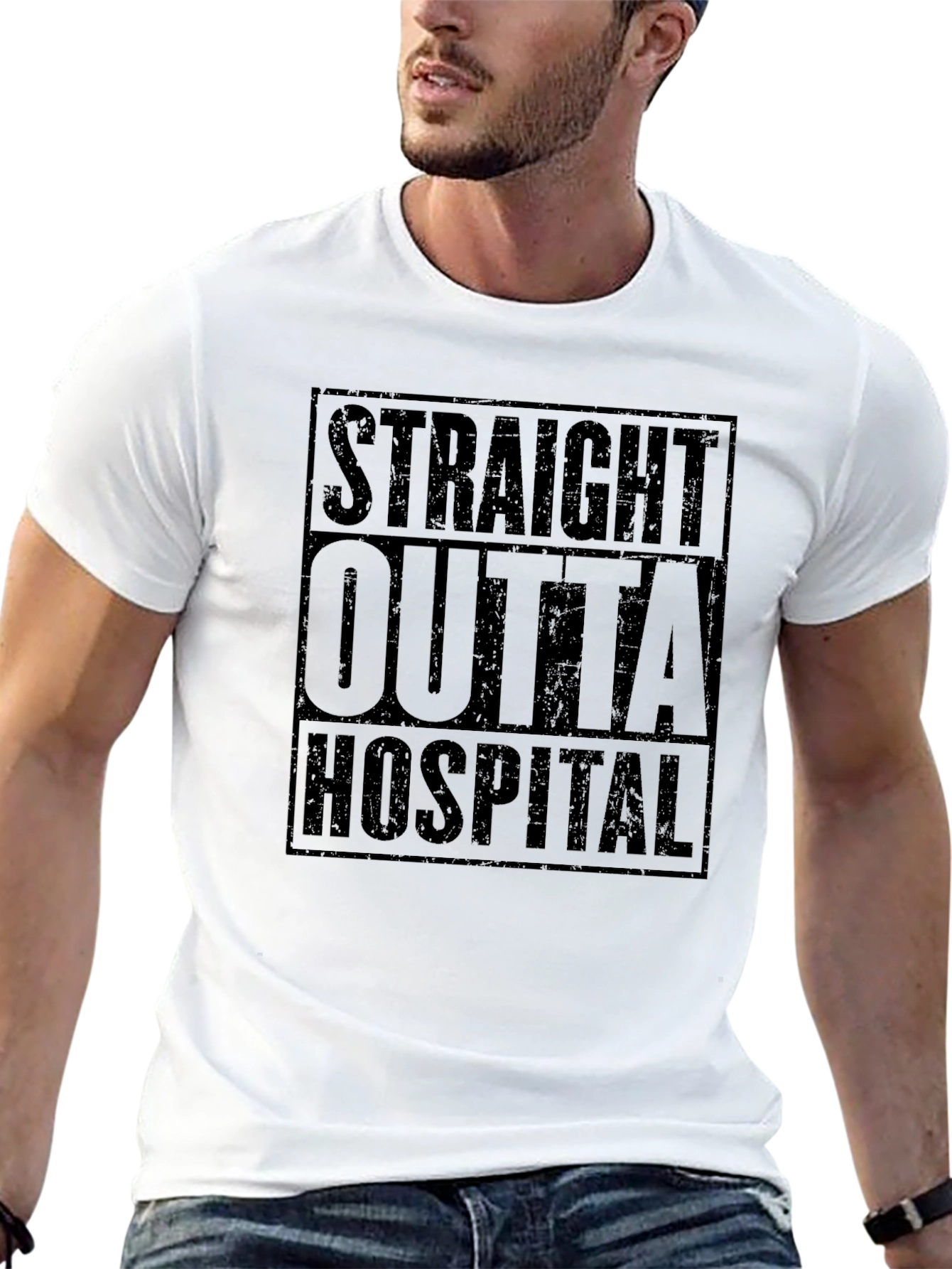 Straight Outta Hospital Tee - Black Graphic T-Shirt